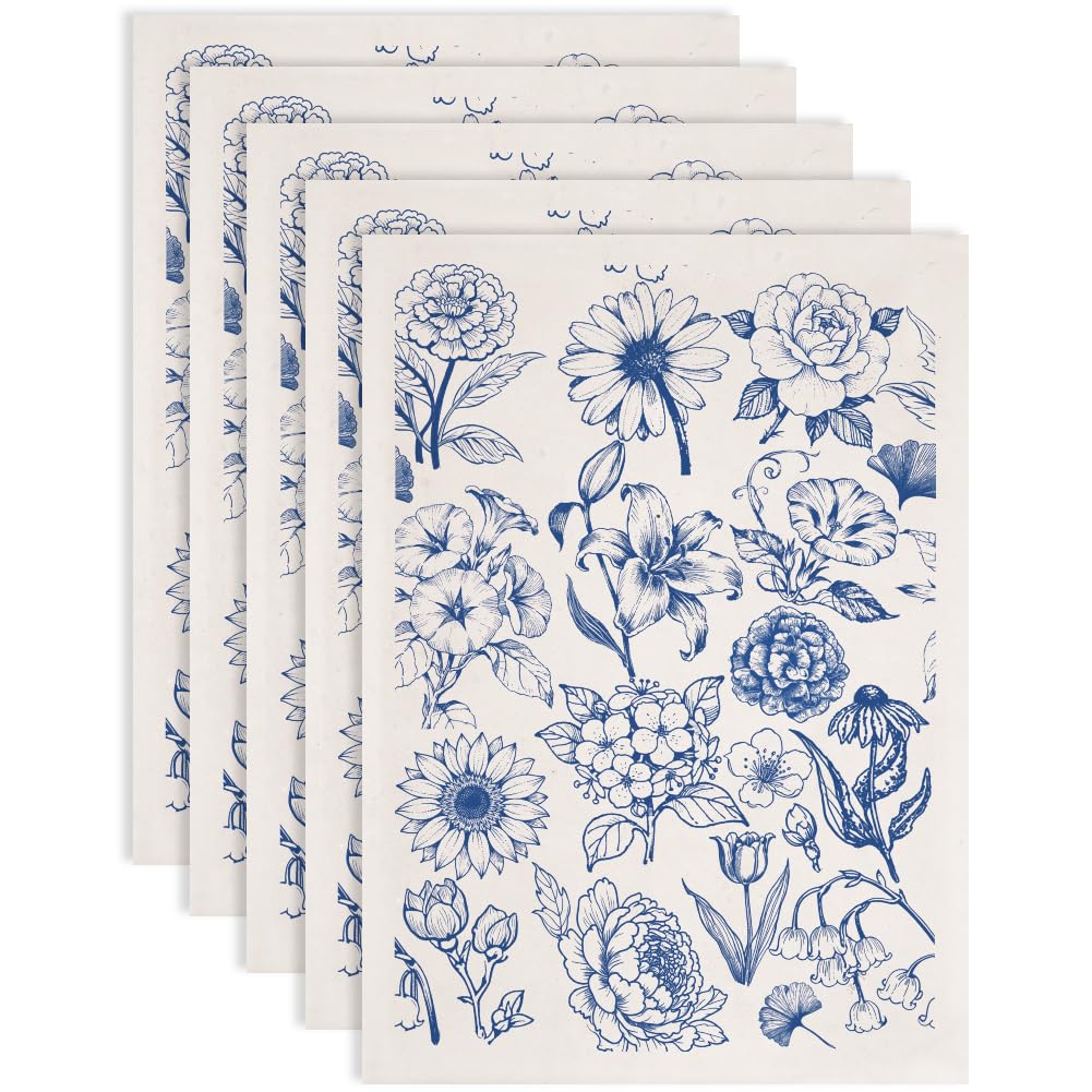 SUPERDANT 5PCS Flowers Underglaze Transfers for Pottery