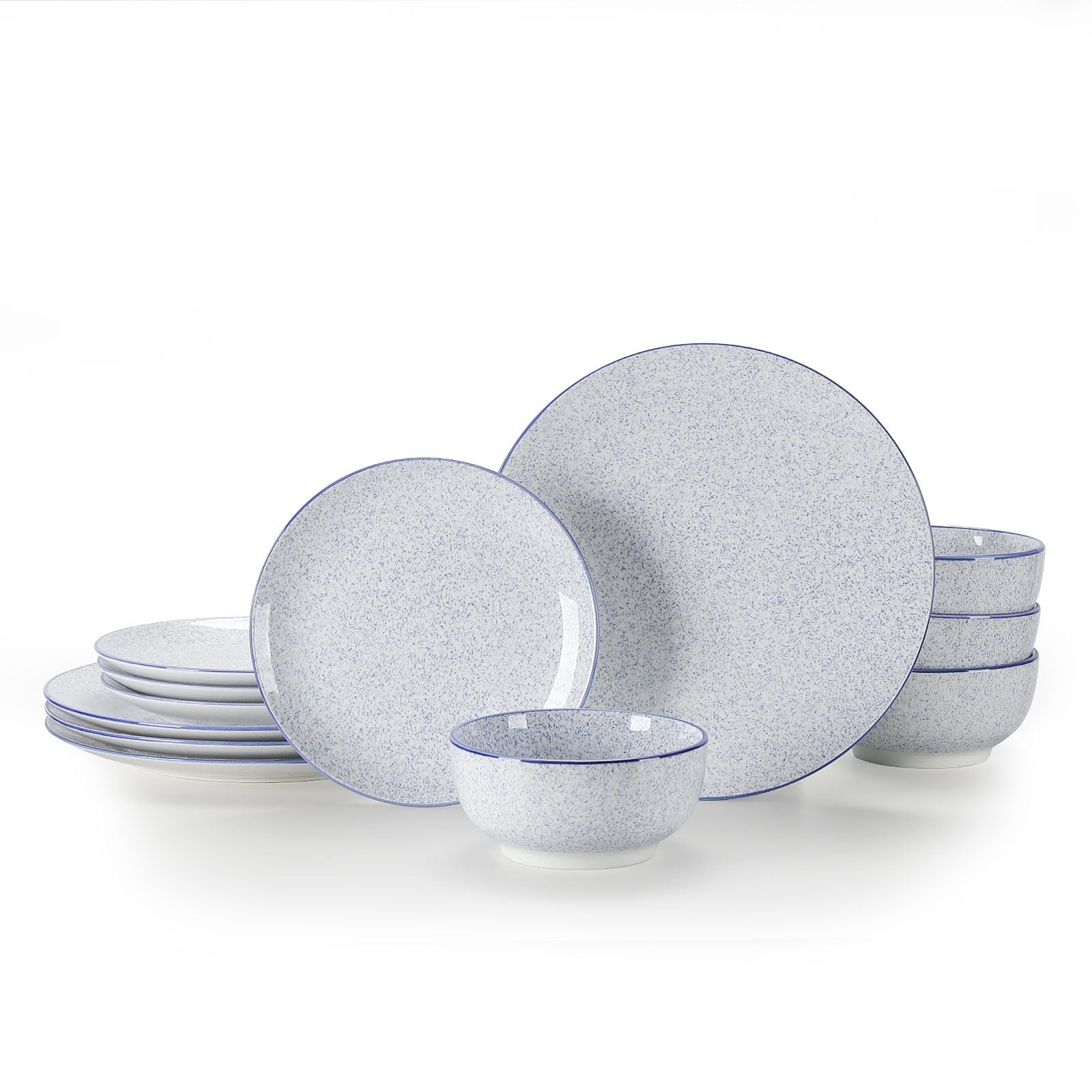 Sweejar Home Ceramic Dinnerware Set Service of 4,12 Pcs Plate and Bowls Set