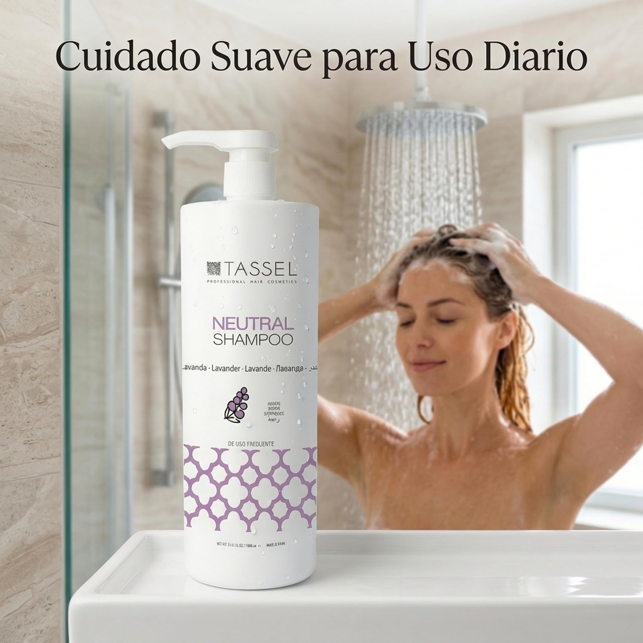 Champú Profesional Neutro Lavanda 1L x6 – Champú Profesional Peluquería para Todo Tipo de Cabello – Limpieza Suave Uso Diario y Equilibrado – Champú Formato Ahorro Grande Familiar (Pack de 6)