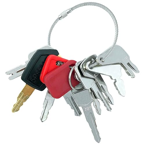 Juego de 10 llaves de equipo pesado - Llaves de encendido de construcción aptas para Cat Caterpillar Komatsu CASE John Deere Hitachi Hyster Kobelco