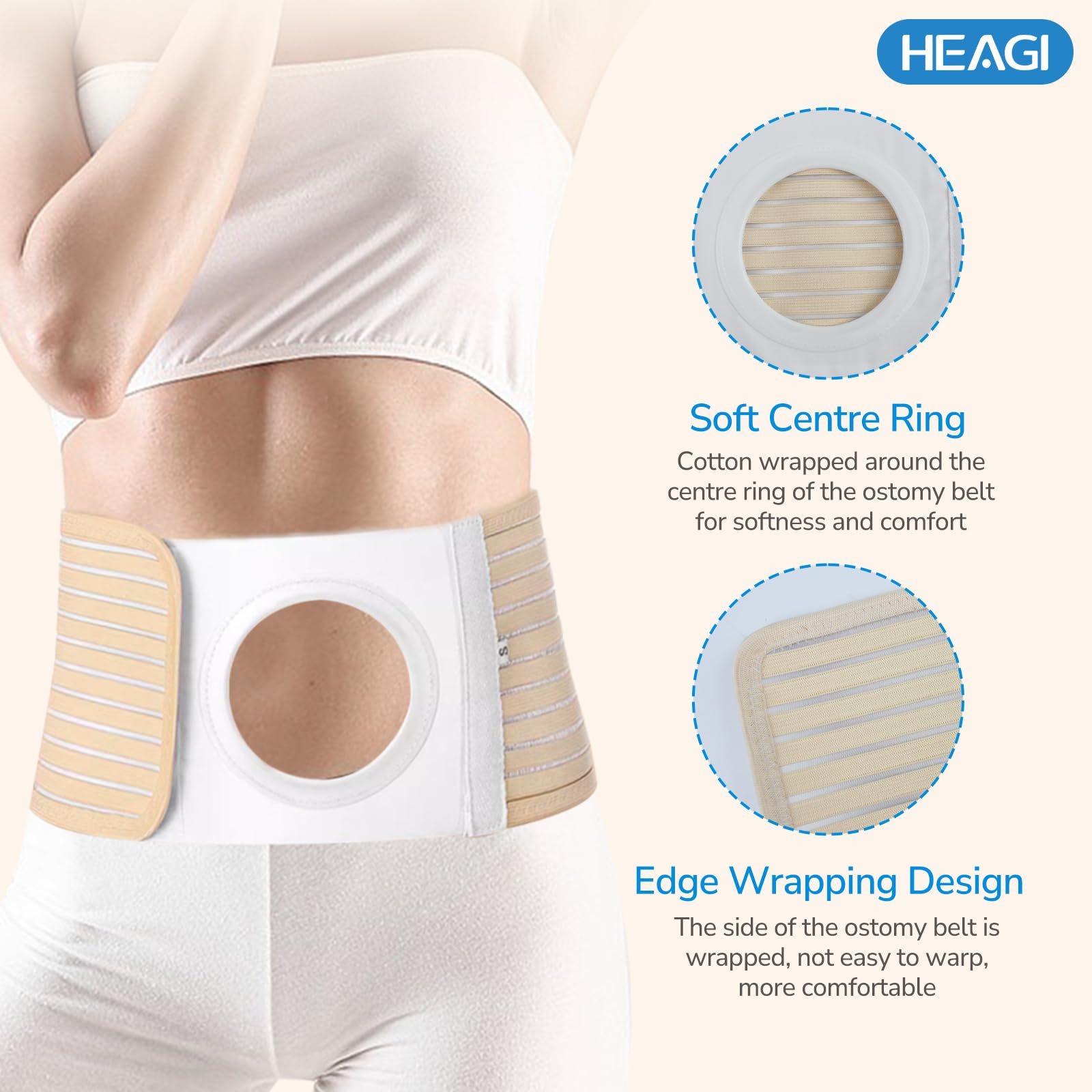 Cinturón de Ostomía Unisex, Elástica Ostomía Hernia Cinturón Colostomía Soporte Transpirable Con Abertura Cinturón Colostomía Accesorios, Ostomía Abdominal Brace Cinturón（M）