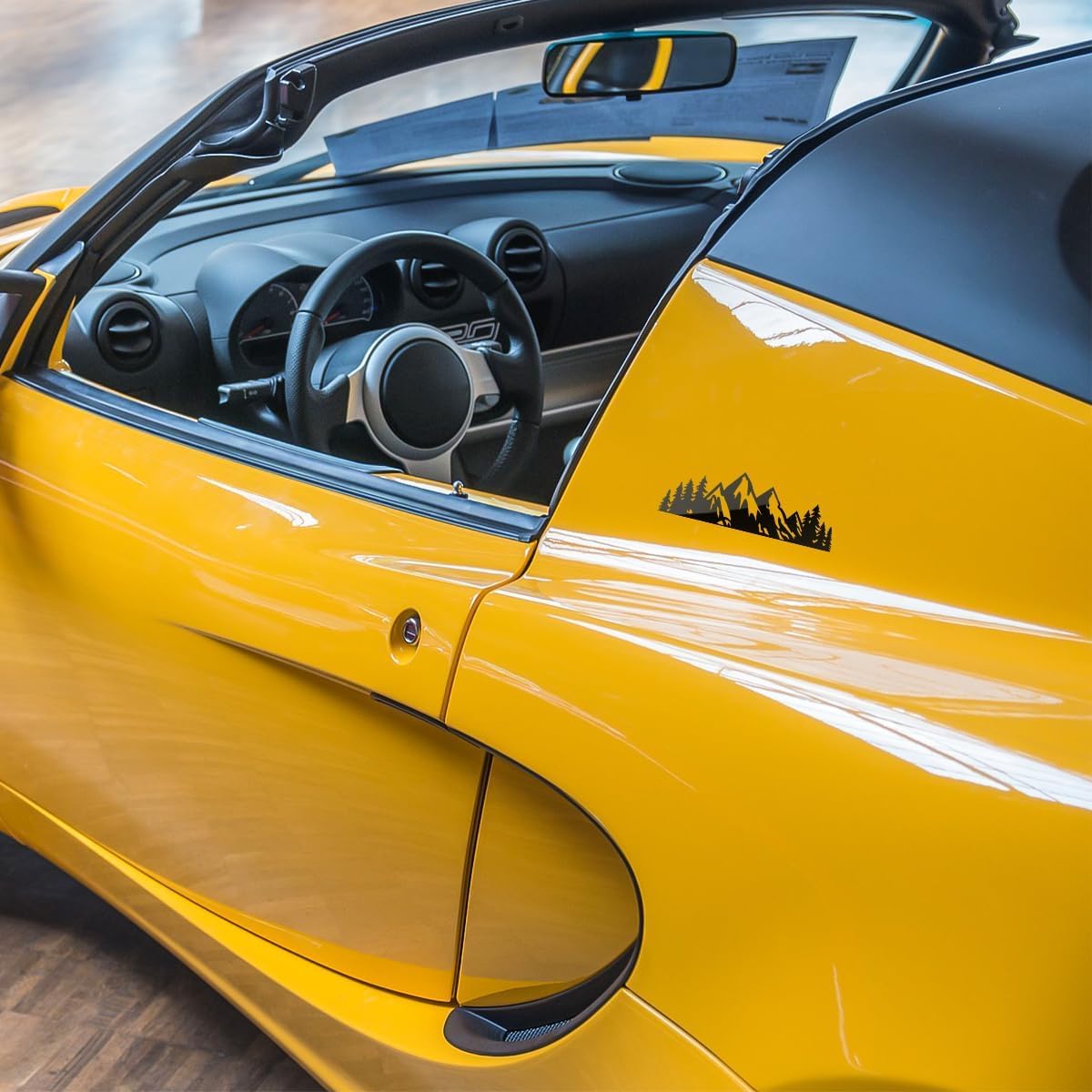 Adesivi Auto Montagna Neri - Decorazione Vinile Per Auto E Camper - Design Neve - Foto 4