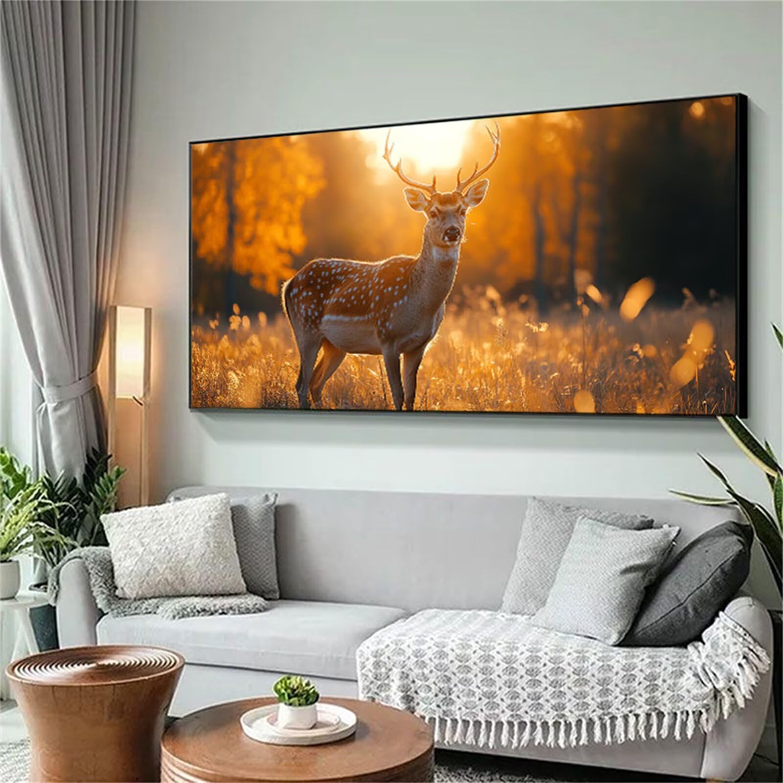 Jesień Diamentowe malowanie dla dorosłych, 5D diamentowe malowanie pełny zestaw dla dorosłych jeleń wzór, duży rozmiar kryształowa sztuka 70 x 140 cm, DIY diamentowe malowanie na Halloween dekoracje