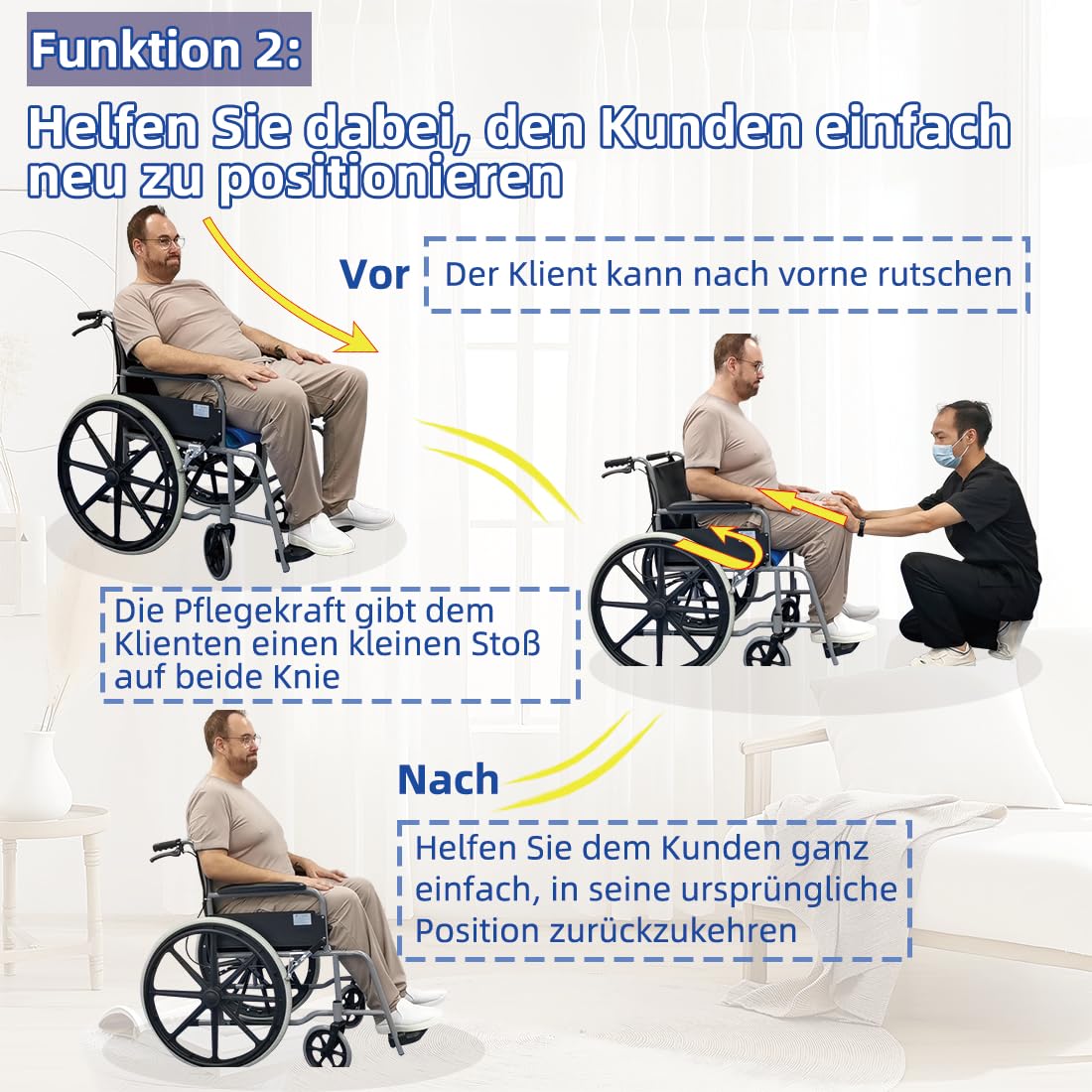 Antirutsch Sitzkissen, One Direction Tubular Sitzkissen, Sturzvermeidung für Ältere/Senior im Stuhl/Auto/Bürostuhl/Rollstuhl 17"x17"
