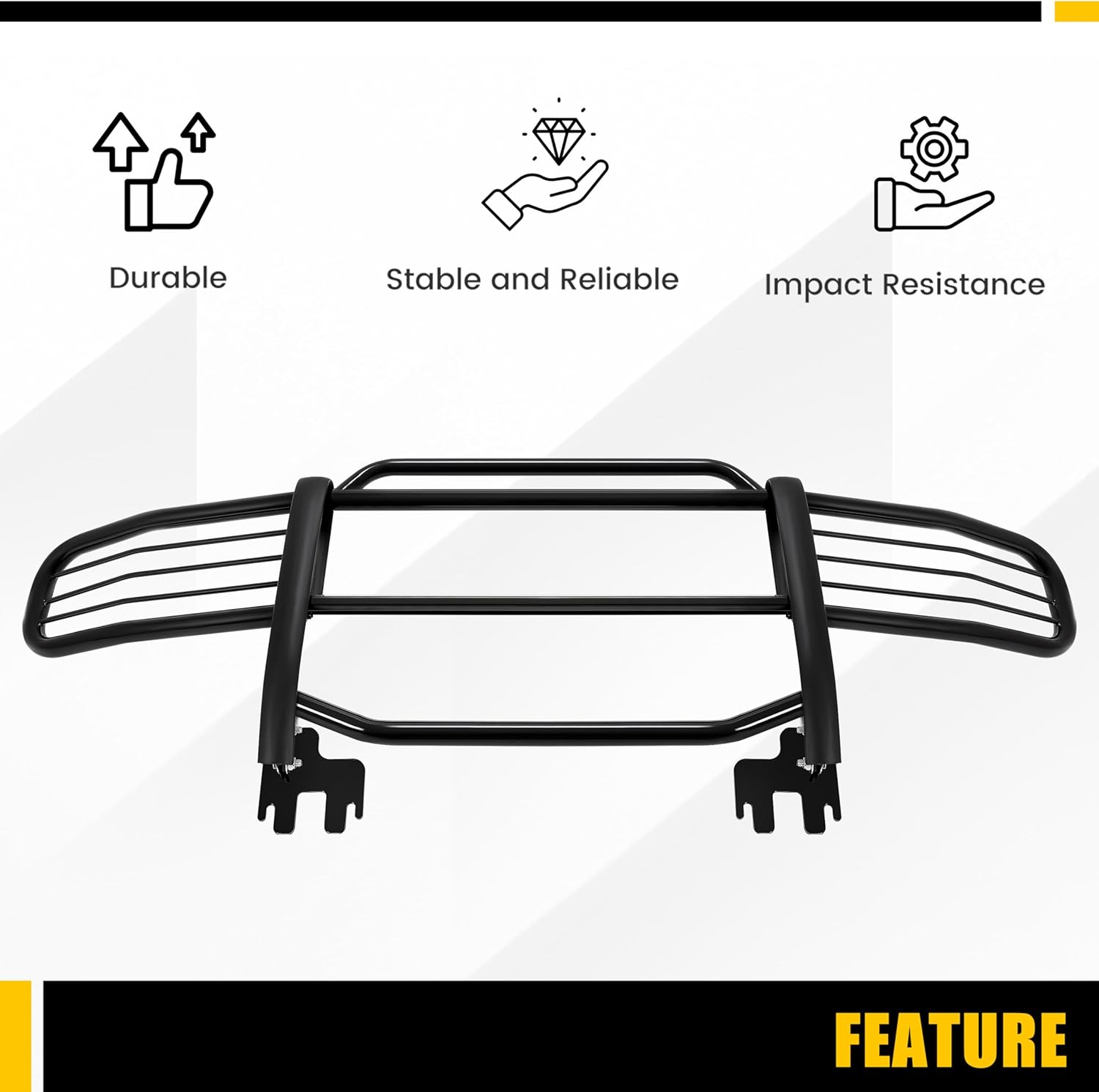 KUAFU Brush Guards Compatible with 2006-2011 Hummer H3 H3T Bull Bar Grill Grille Guard Protector Brush Push Bar Black Steel Power Coated