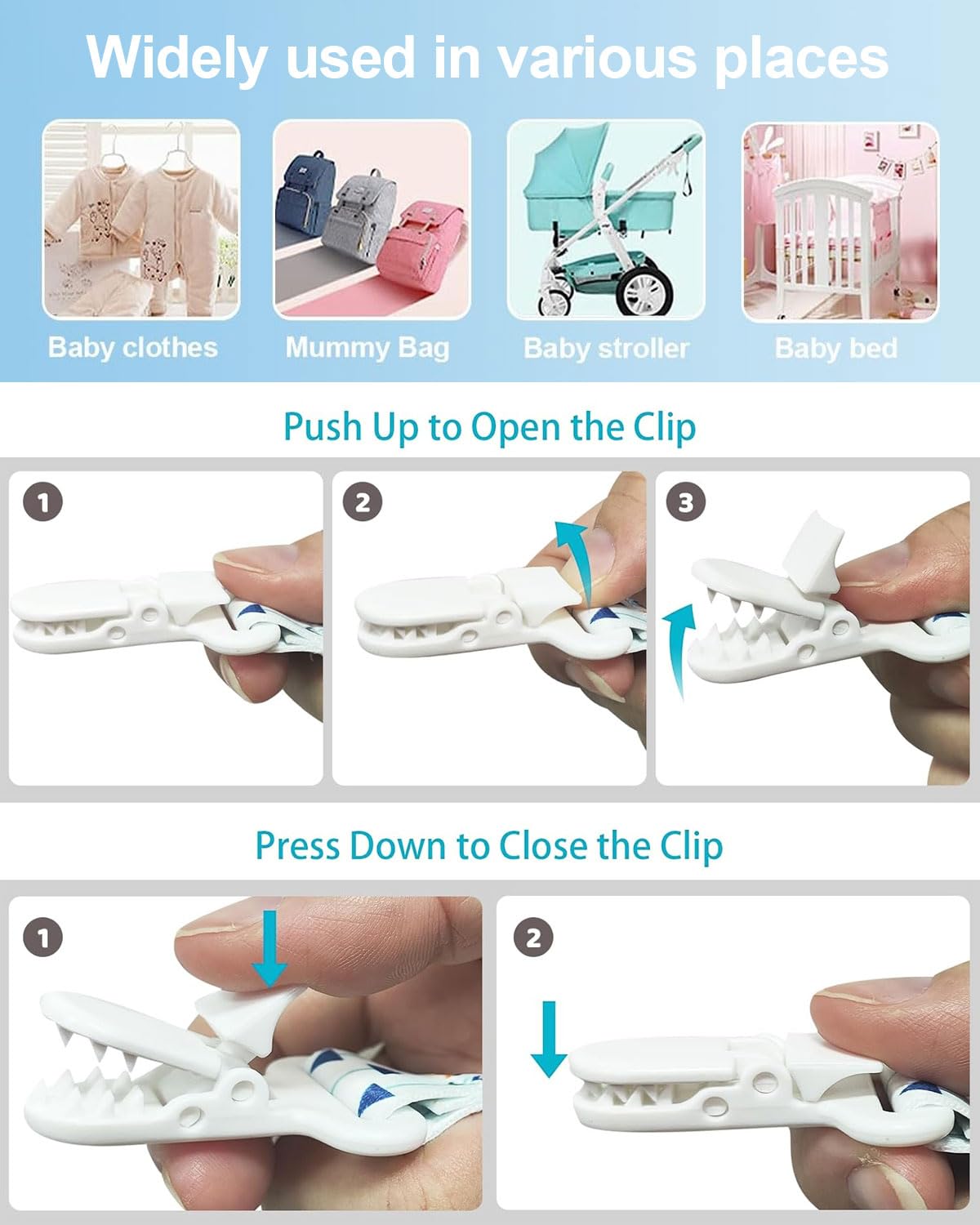 ZEXIJOW 5 Pezzi Catenella Portaciuccio, Catenella Ciuccio per Bambini, Set Porta Ciuccio con Clip Adatto a Tutti i Ciucci per Maschio e Femmina, Giocattoli Adatto per Ciucci Giocattoli(verde) - 4