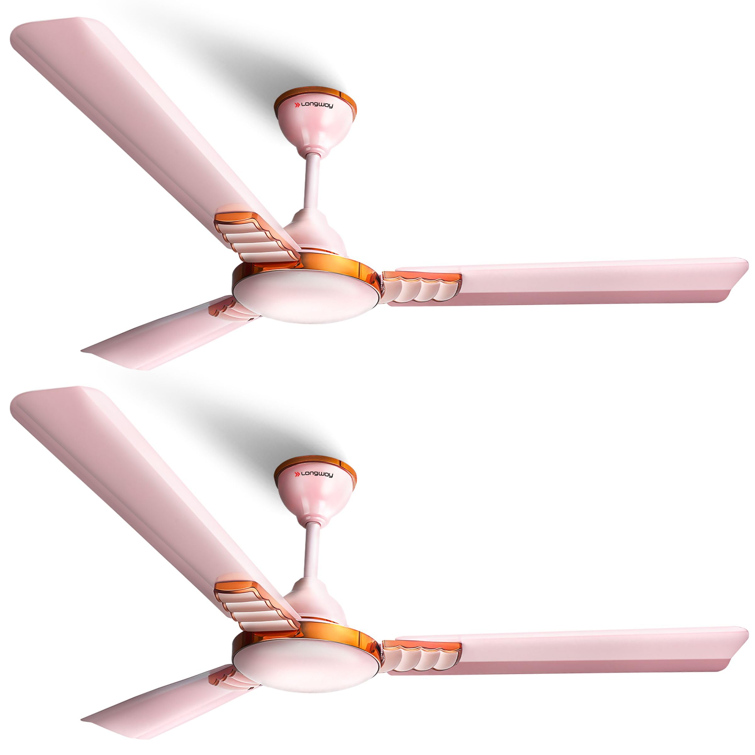 LONGWAY Wave P2 1200 mm/48 inch 400 RPM Ultra High Speed 3 Blade Star Rated Anti-Dust Decorative Ceiling Fan (Rusty Pink, Pack of 2) (B0CQYXDZN3) Amazon Price History, Amazon Price Tracker