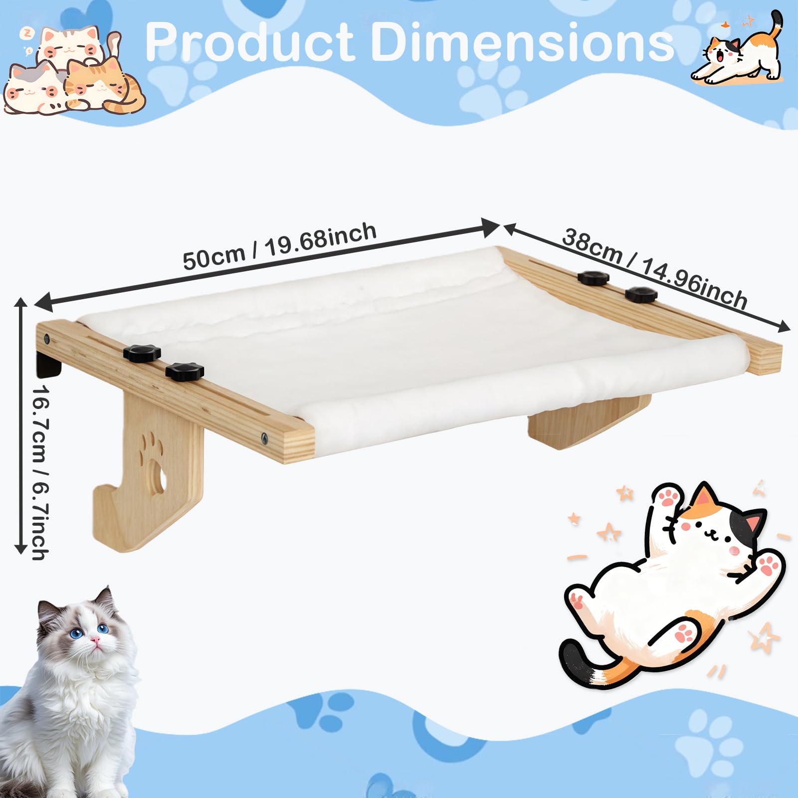Hamaca Gato Ventana, Calefactor De Madera Cama, Tumbona para AlféIzar De Ventana para Calefactor De Borde De Cama, Accesorio para Hamaca De Interior