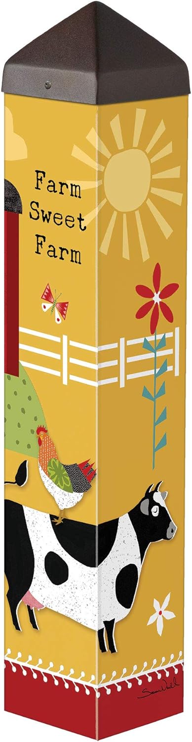 Studio M Farm Charm Animals Art Pole Outdoor Decorative Garden Post, Made in USA, 20 Inches Tall