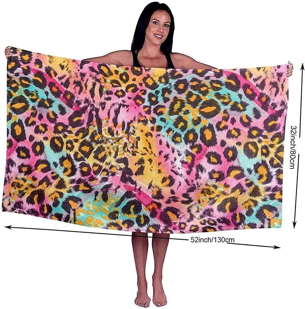 160cmX80cm Beach Towels,Microfibre Beach Towels Large,Colorful Leopard Skin ,Sand Free,Quick Dry,Lightweight Beach Towels for Sports,Swimming,Yoga,Gym,Travel,Camping