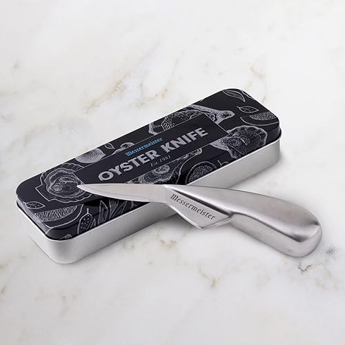 Miniatura 6 de Messermeister Cuchillo de ostras de 6.5 pulgadas, acero inoxidable quirúrgico y agarre de "aleta de pulgar", seguro, eficiente y fácil de limpiar