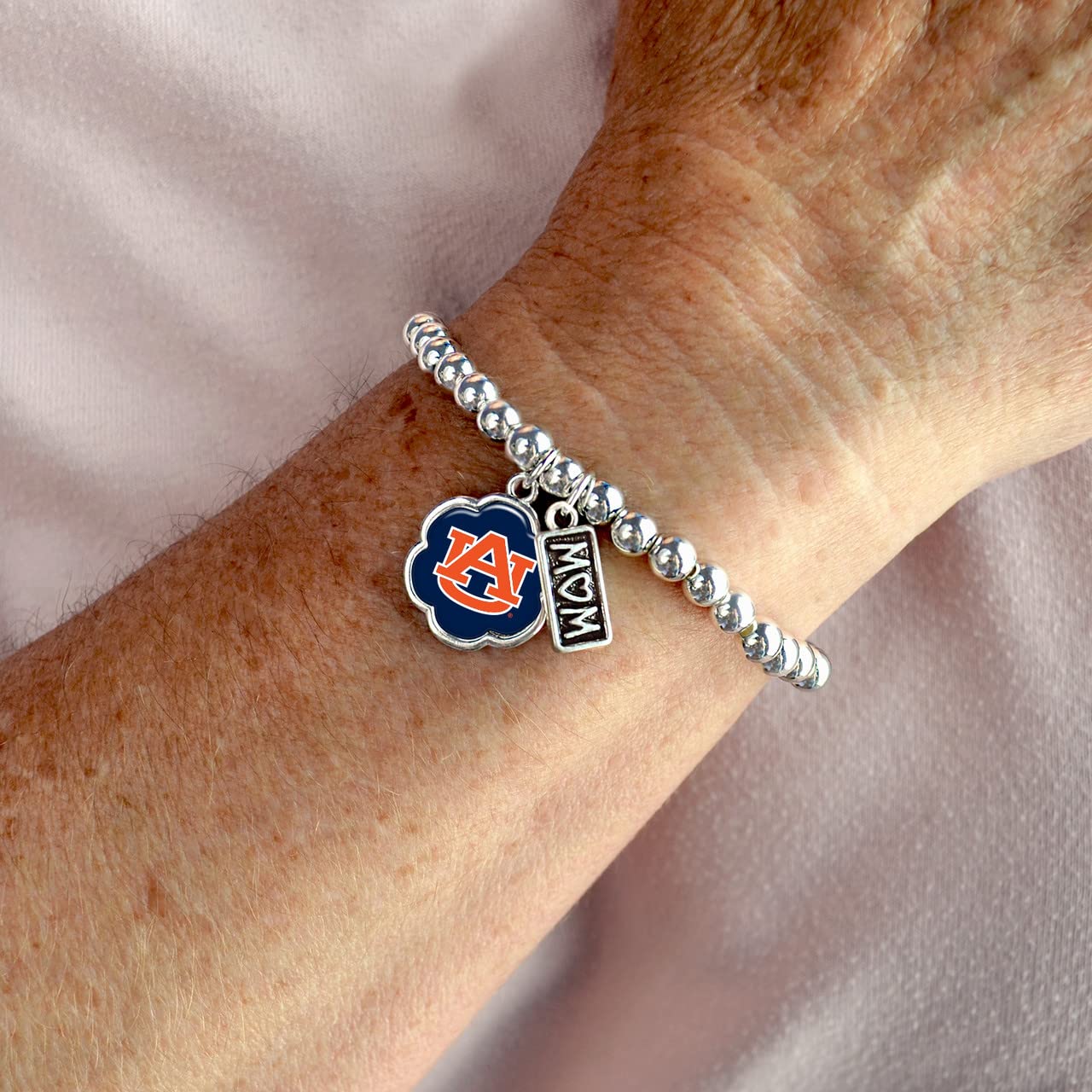 From the Heart Enterprises Auburn Tigers Hazel Mom Charm Bead Stretch Bracelet Jewelry Gift AU