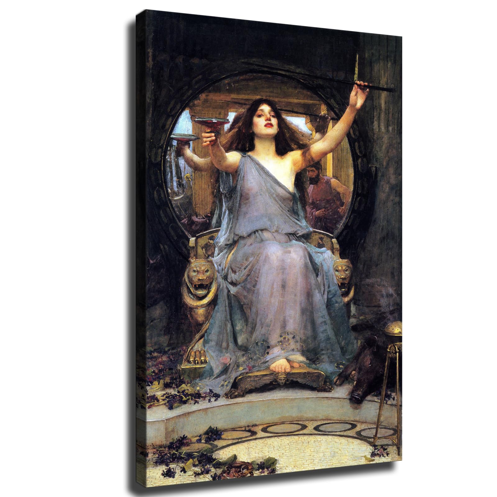John William Waterhouse - Circe Offering the Cup to Odysse- Pre-Raphaelite Poster Canvas Image Printing Wall Art Decor Aesthetics Living Room Bedroom Home Background Famous Paintings Printmaking (20x30inch-Farmed)