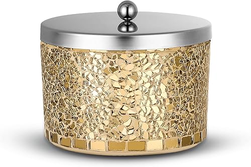 Miniatura 9 de Joitsvia Contenedores de almacenamiento de baño, Soporte de hisopo de algodón de vidrio mosaico, Tarro de bola de algodón decorativo Contenedor de