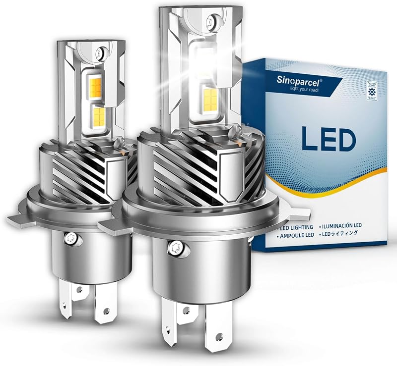 Sinoparcel H4/9003 LED Fényszóró Izzó 6500K Fehér, 2 db - Autó Halogén Csere