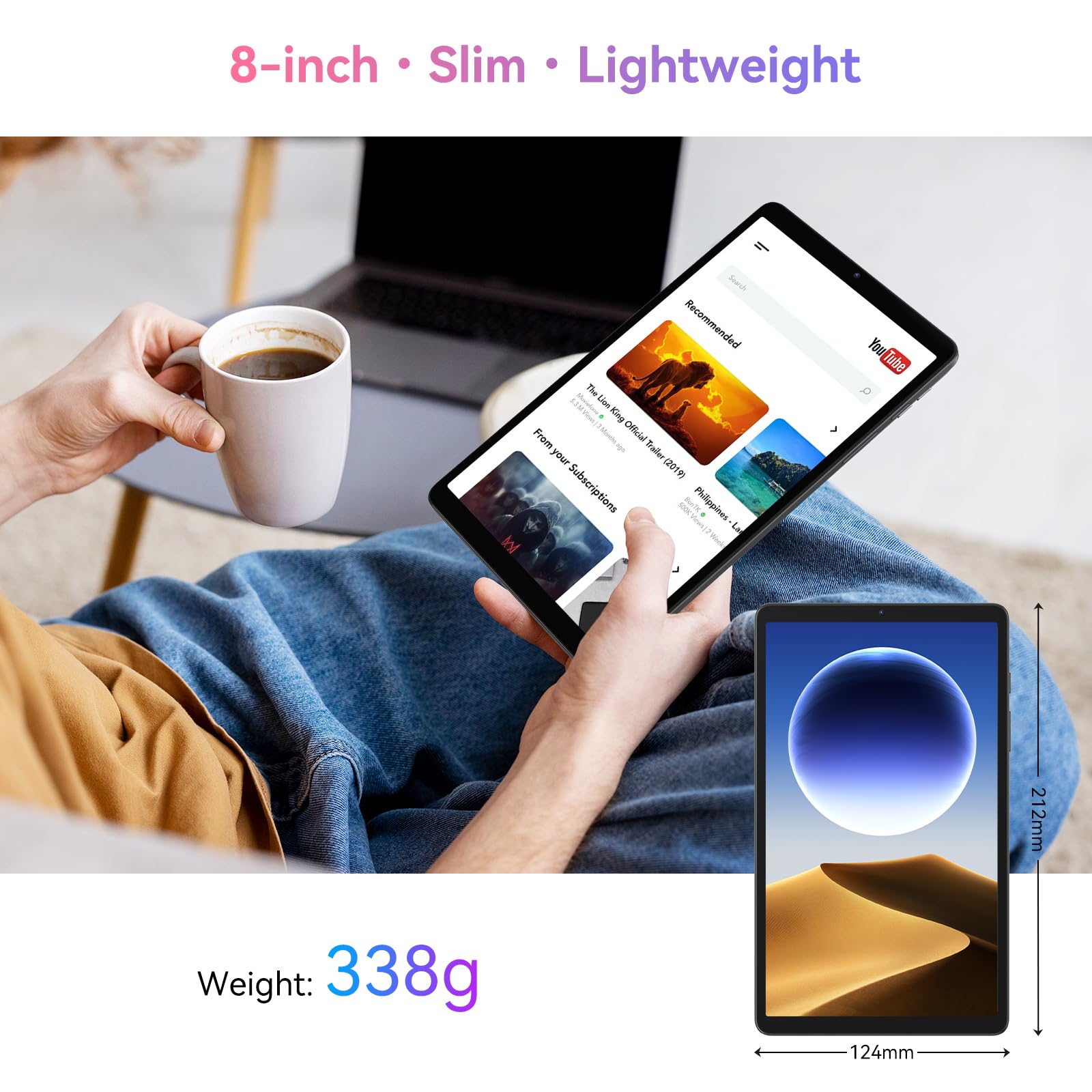 Blackview Tablet 8 Inch Tab60 Android 14 Tablets,18GB+128GB/2TB