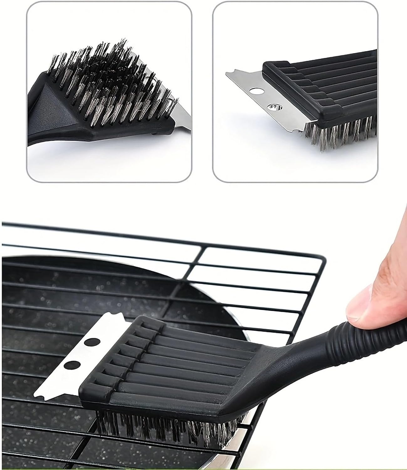 2 Pcs 8.3 Inch x 2.8 Inch Stainless Steel Grill Brush with Plastic Handle for Barbecue Net Cleaning image 4