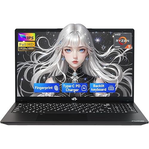 NIMO 15.6" IPS FHD-Gaming-Laptop, AMD Ryzen 5 6600H 6 Cores 16GB DDR5 RAM 1TB SSD (Beat i7-1165G7, Up to 4.5GHz) Radeon 660M GPU-Computer with Backlit Keyboard 100W Type-C Fingerprint Win 11