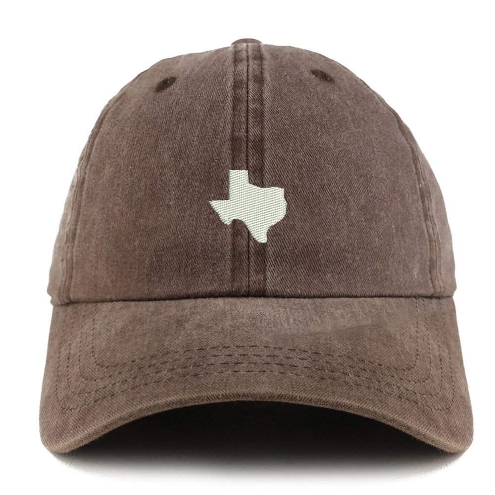Trendy Apparel Shop Texas State Map Embroidered Pigment Dyed Unstructured Cap