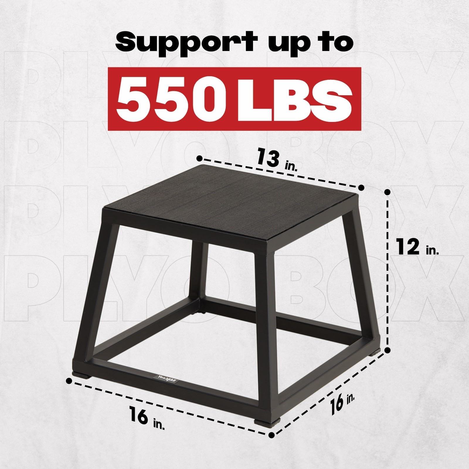 Yes4All Metal Plyometric Box - Hold up to 550lb - Arrives Assembled - Plyo Box Sturdy, Anti-Slip, Perfect for HomeGym Workout