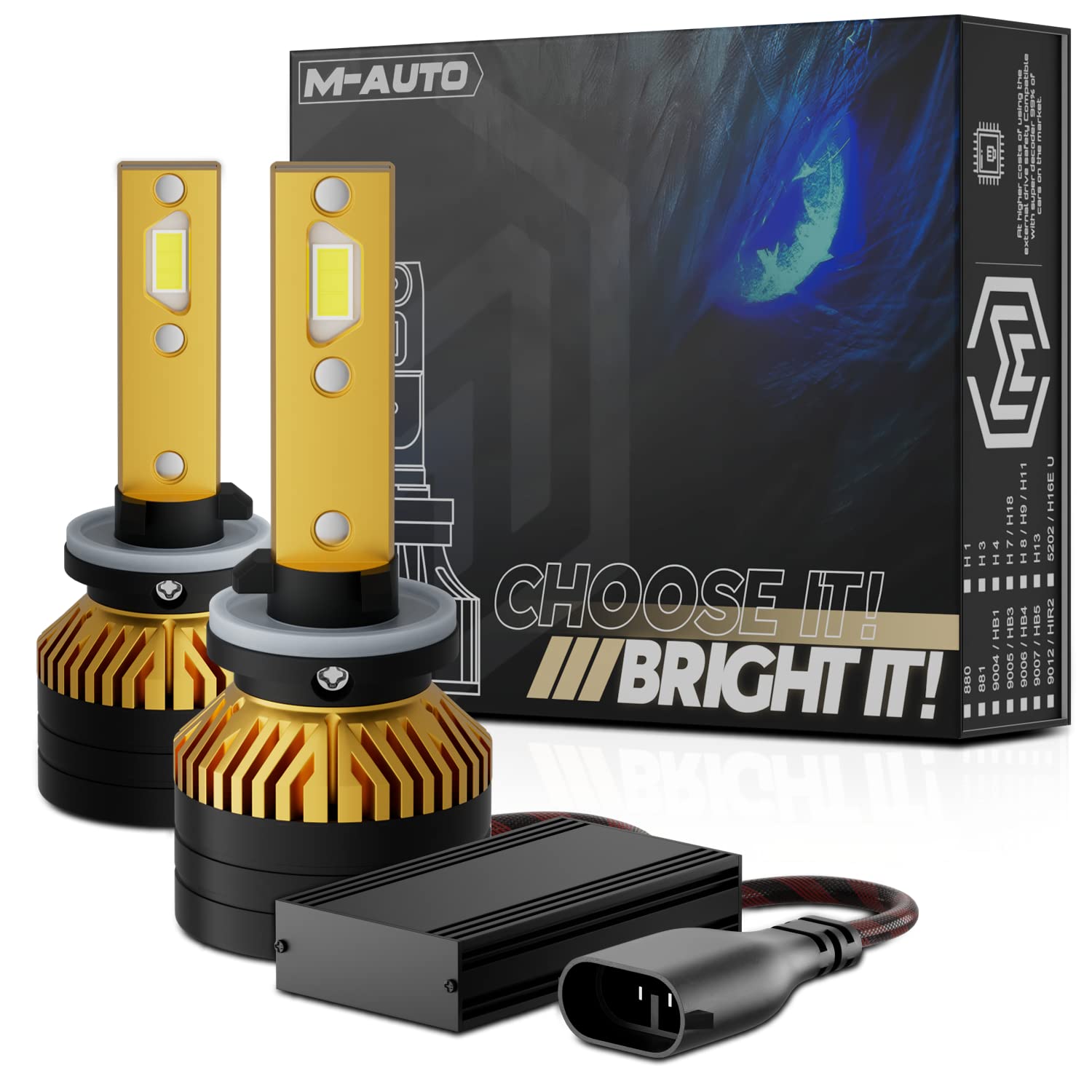 M-AUTO LED Fog Light Bulbs 6500k White Max 6000LM, 50W High Power 889 898 886 896 894 Fog Lights, 2 CSP LED Chips, DRL Replacement for Cars, Pack of 2