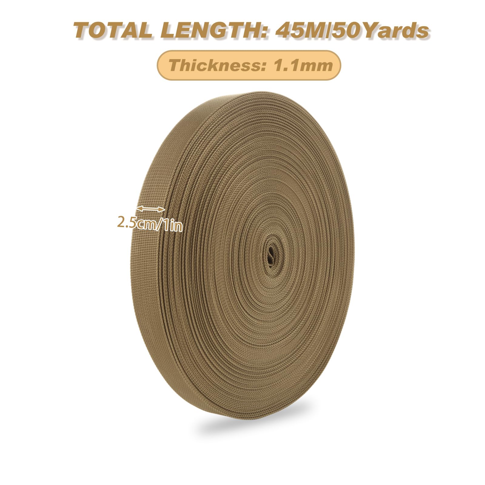 ZOFORTY 1 Inch Heavy Duty Nylon Webbing 50 Yards Nylon Strapping Flat Webbing Strap, Great for Dog Leash, Collars, Seat Belt, Backpack, Outdoor DIY Gear Repair, Crafts