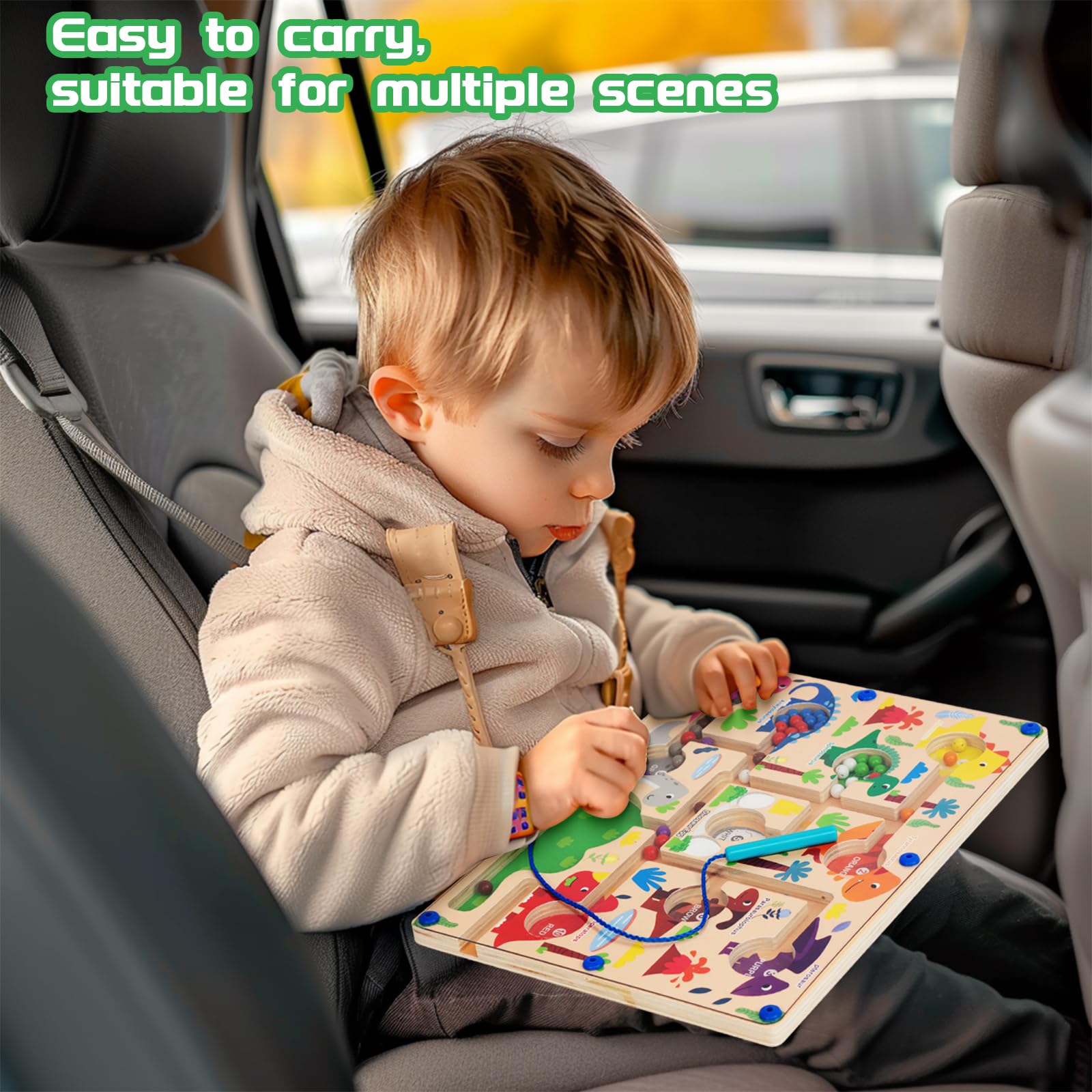 Laberinto magnético de colores y números, tablero de rompecabezas Montessori de madera a juego para aprender a contar, juguetes de habilidades motoras finas para niños y niñas de 3, 4, 5 5