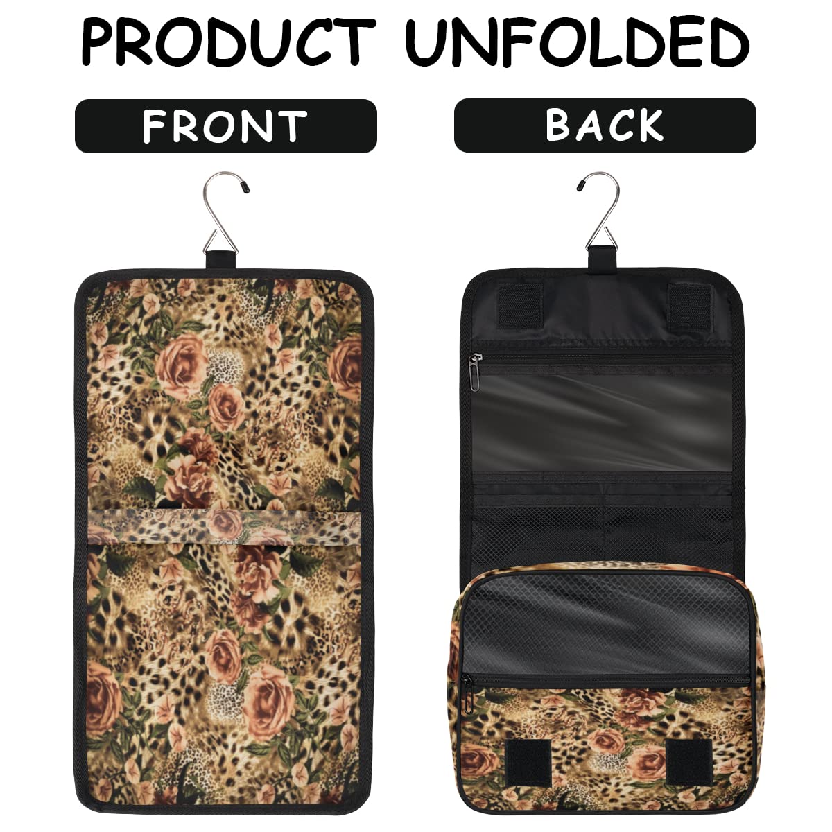 Reise-Kulturbeutel, Tiger-Leoparden-Blumendruck, Tiger, Kulturbeutel, Unisex, hängende Toilettenartikel, Kosmetik, Make-up-Organizer