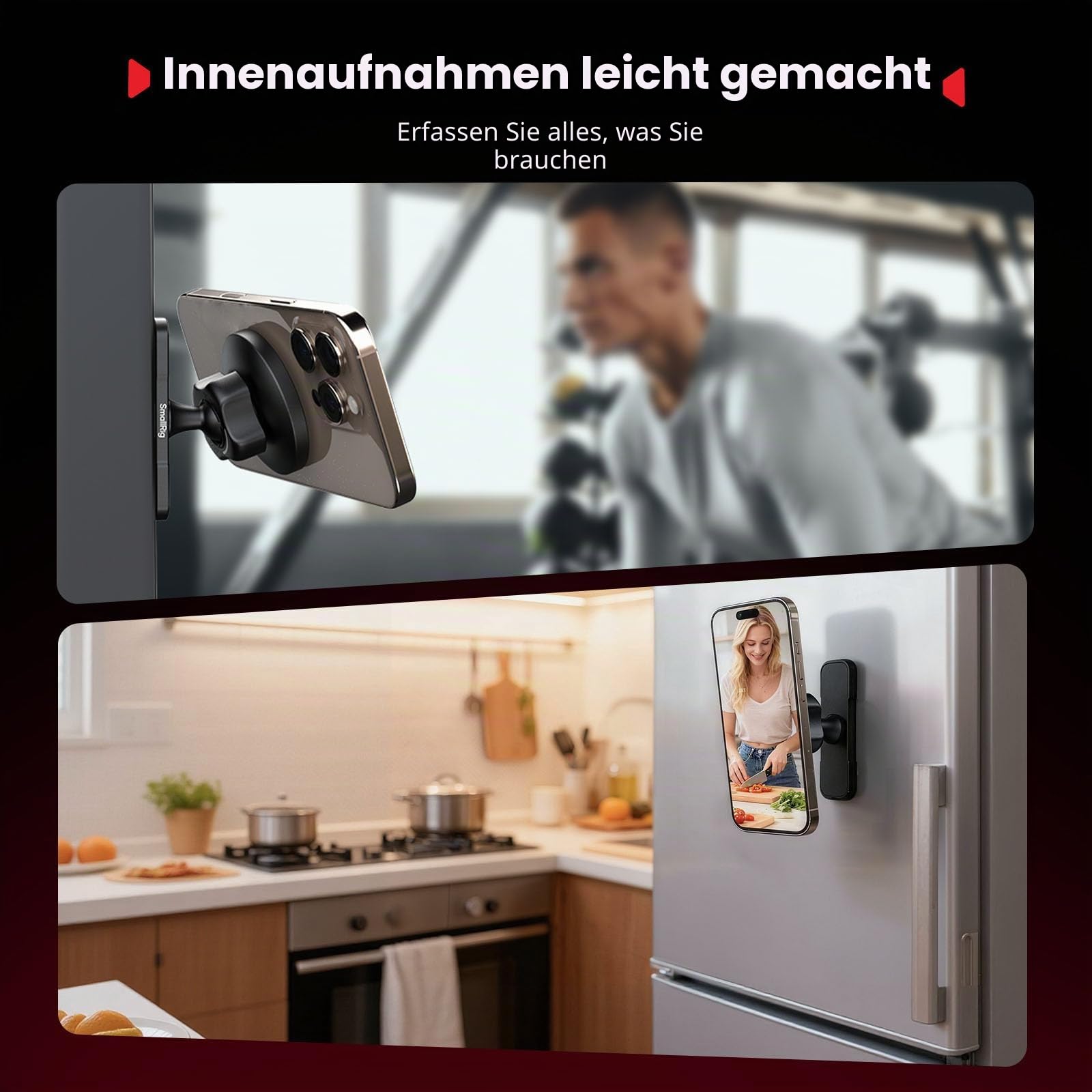 SMALLRIG Magsafe Magnetische Handyhalterung Fitness Gym 360°-Kugelkopf Verstellbare Handy Halterung doppelseitiges Magnetdesign, Tragbarer Telefonhalter für iPhone/Huawei/Xiaomi für Samsung – 5460