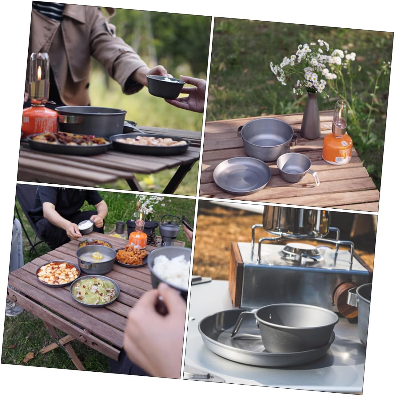 BESTonZON Portable Stainless Steel Bbq Dinner Plate Outdoor Camping Picnic Snack Tray for Self-driving Travel