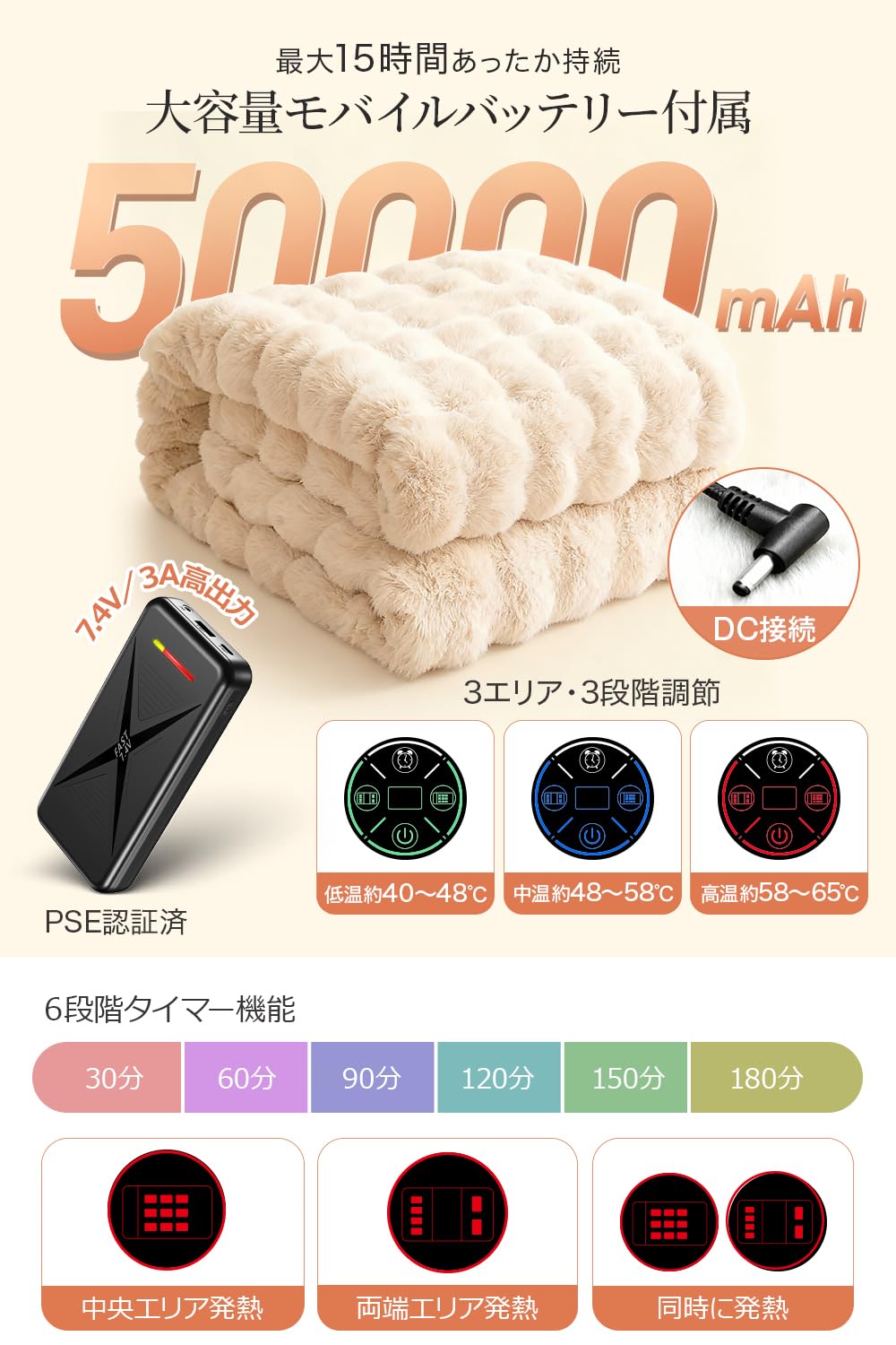 Amazon.co.jp : 電気毛布 掛け 敷き 【2025新登場 15箇所ヒーター内蔵