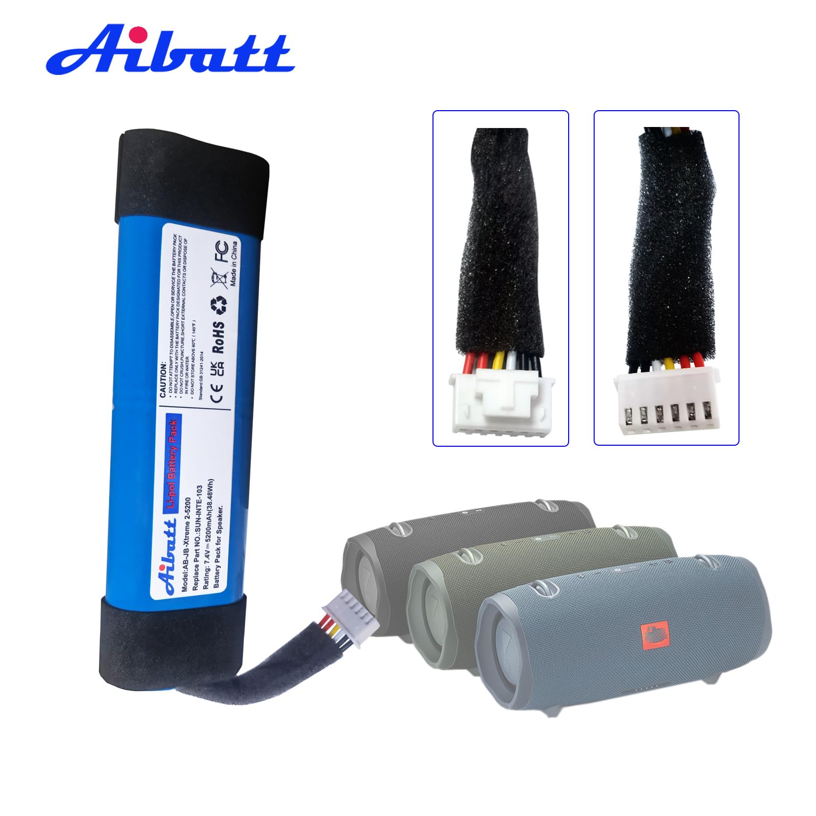 Batteria di ricambio da 5200 mAh per altoparlante Bluetooth JBL Xtreme 2, Xtreme2, XTREME2BLKAM, XTREME2BLUAM, batteria di ricambio per JBL SUN-INTE-103, 21NR19/66-2.