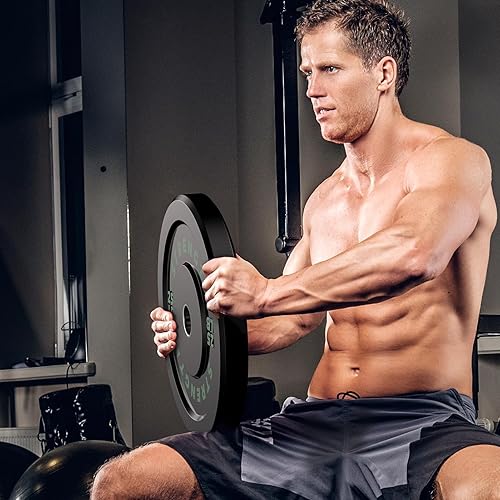 Miniatura 8 de Rendpas Juego de placas de parachoques olímpicas, pesas de goma virgen para entrenamiento de fuerza