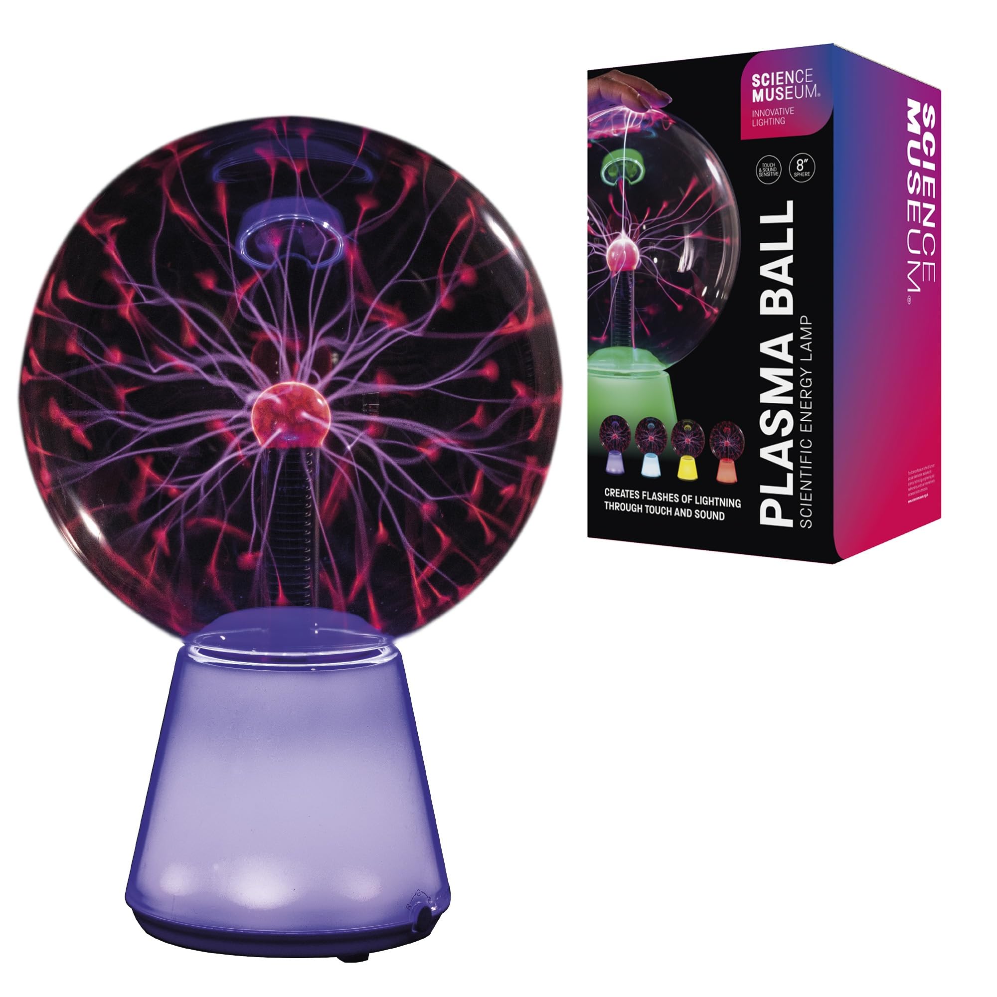8 Inch Plasma Ball Interactive Plasma Lamp with Light-up Base Room Decor Gift