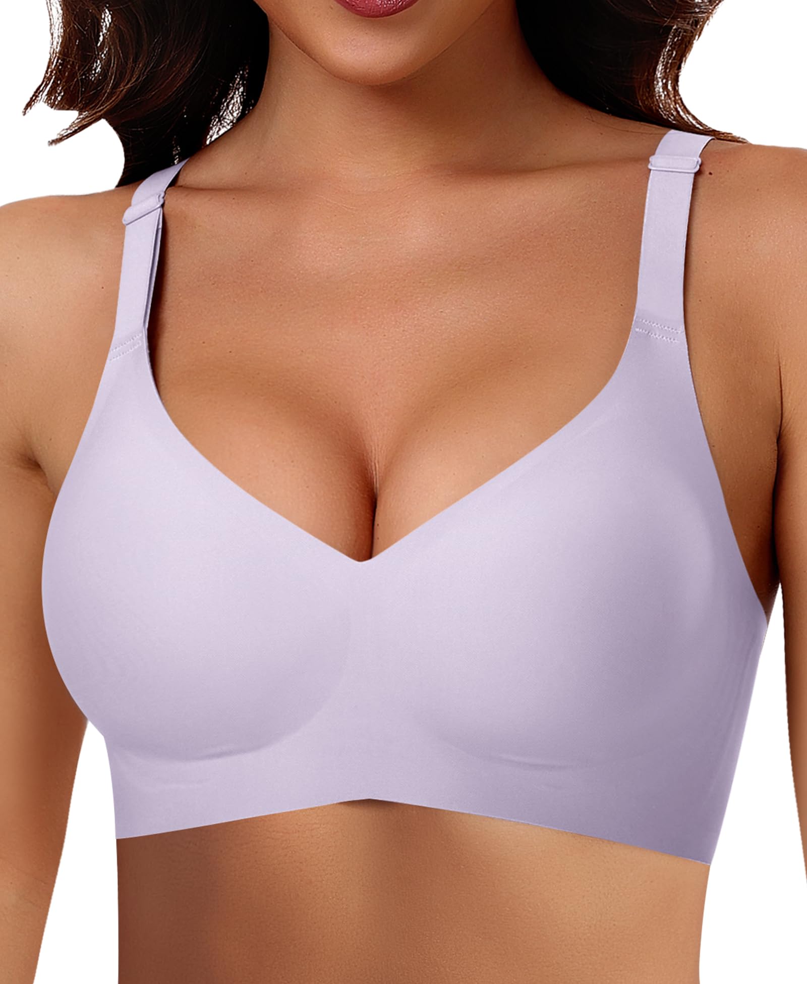 Ganado Damen BH Ohne Bügel Nahtloser BH Bequeme Weiche Glatte BHS Bügellose BHS Tiefem V-Ausschnitt Bralette Soft Bra Bustier