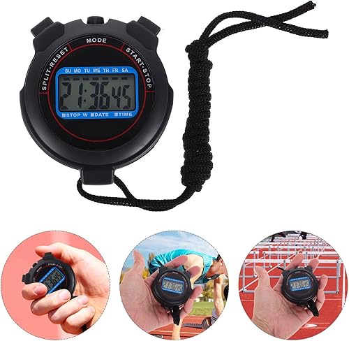 Miniatura 8 de Digital Sports Stopwatch with Date Alarm High-Precision Timer for Swimming Running Yoga Black Stopwatch for Coaches Athletes