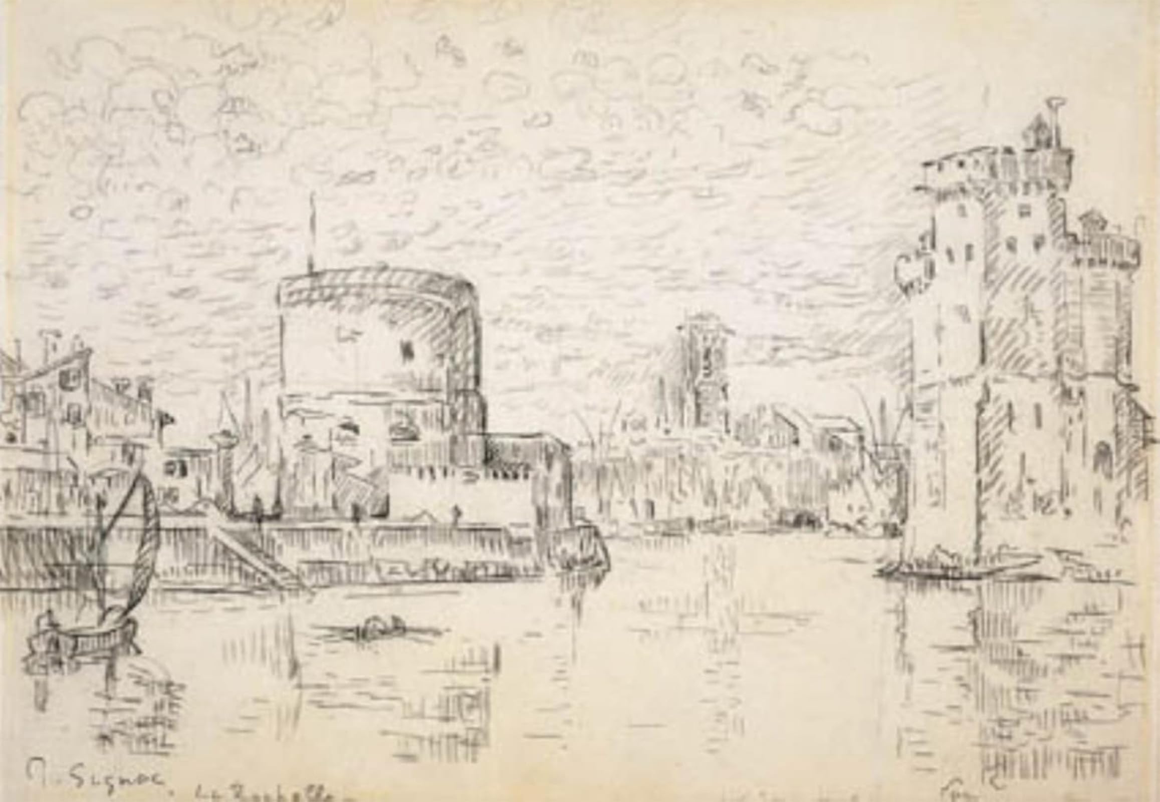 Serendipitp No Frame Retro Picture Poster Wall Art Pictures Painting The Entrance To The Old Harbour Basin Of La Rochelle By Paul Signac Wall Art Canvas Print For Wall Decor 60X90cm