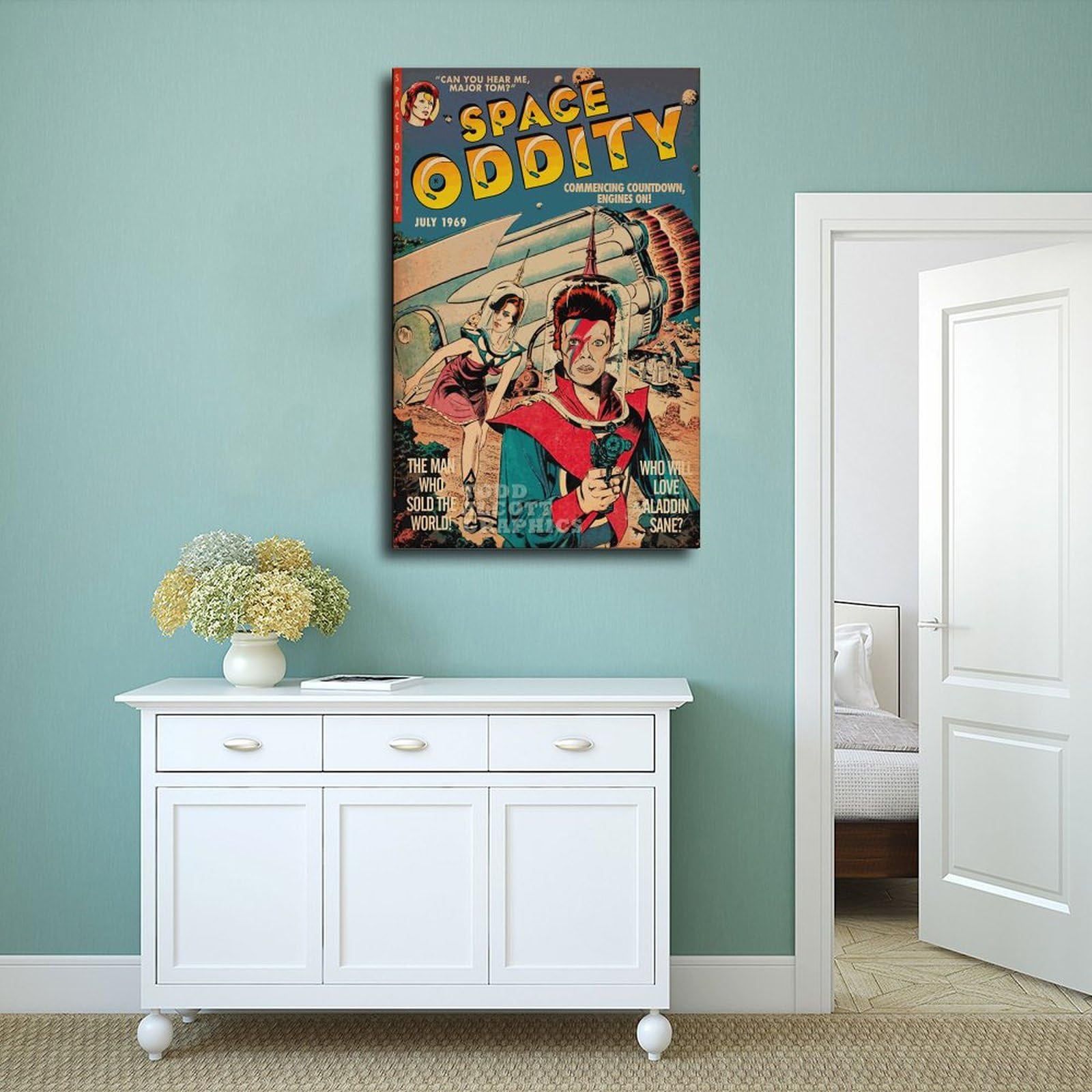 RePaLy Poster su tela con copertina di album musicali di David Bowie, decorazione per camera da letto, sport, ufficio, camera da letto, regalo, stile cornice, 40 x 60 cm