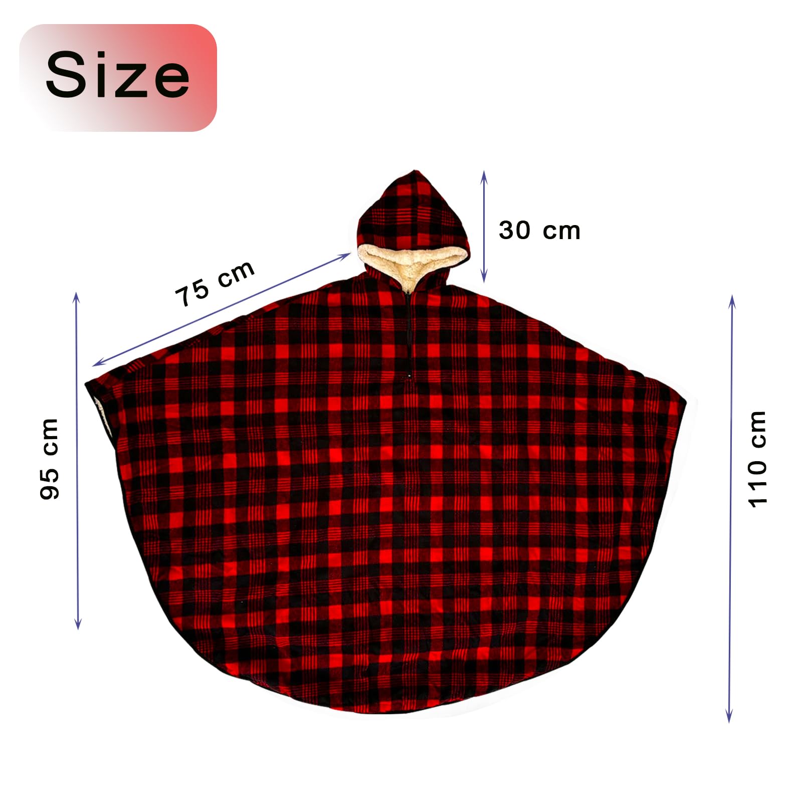 Manta polar para silla de ruedas con capucha, manta térmica de cuerpo completo para adultos, manta ligera de invierno para silla de ruedas (rojo)