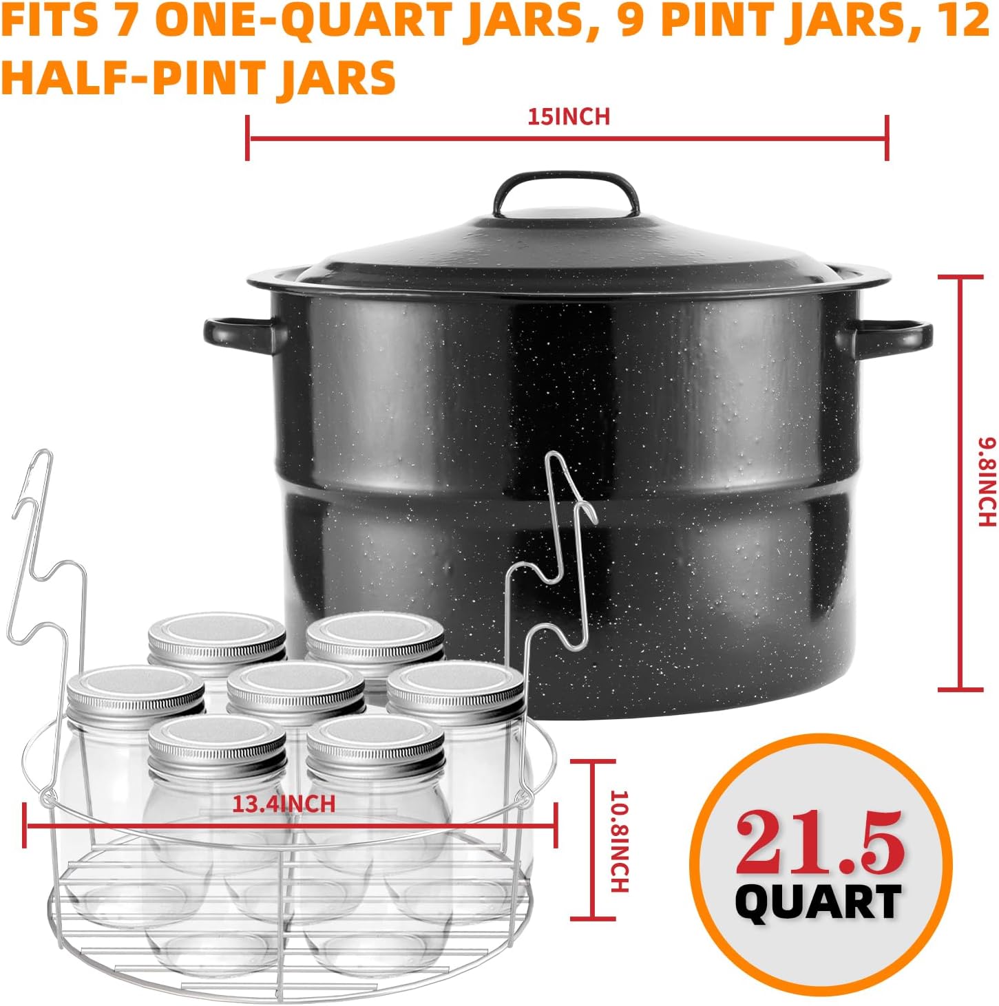Canning Pot, 21.5QT Water Bath Canning Pot with Rack and Lid, Stainless Steel Canning Rack, Canning Starter Kit for Beginner, for Home, by Kendane.