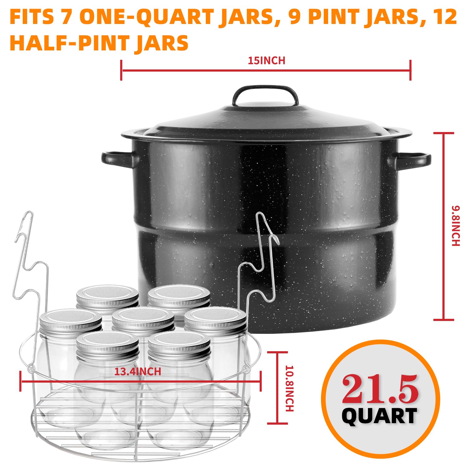 Canning Pot, 21.5QT Water Bath Canning Pot with Rack and Lid, Stainless Steel Canning Rack, Canning Starter Kit for Beginner, for Home, by Kendane.