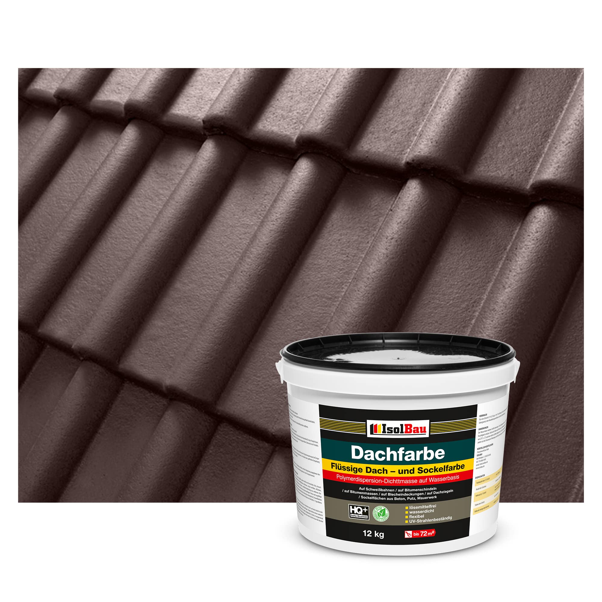 Isolbau Peinture pour toit - 12 kg Couleur RAL Peinture de façade Nano Laque pour toit Peinture de soubassement Résistante aux intempéries - Sans solvants, Imperméable, Résistante aux UV - Marron