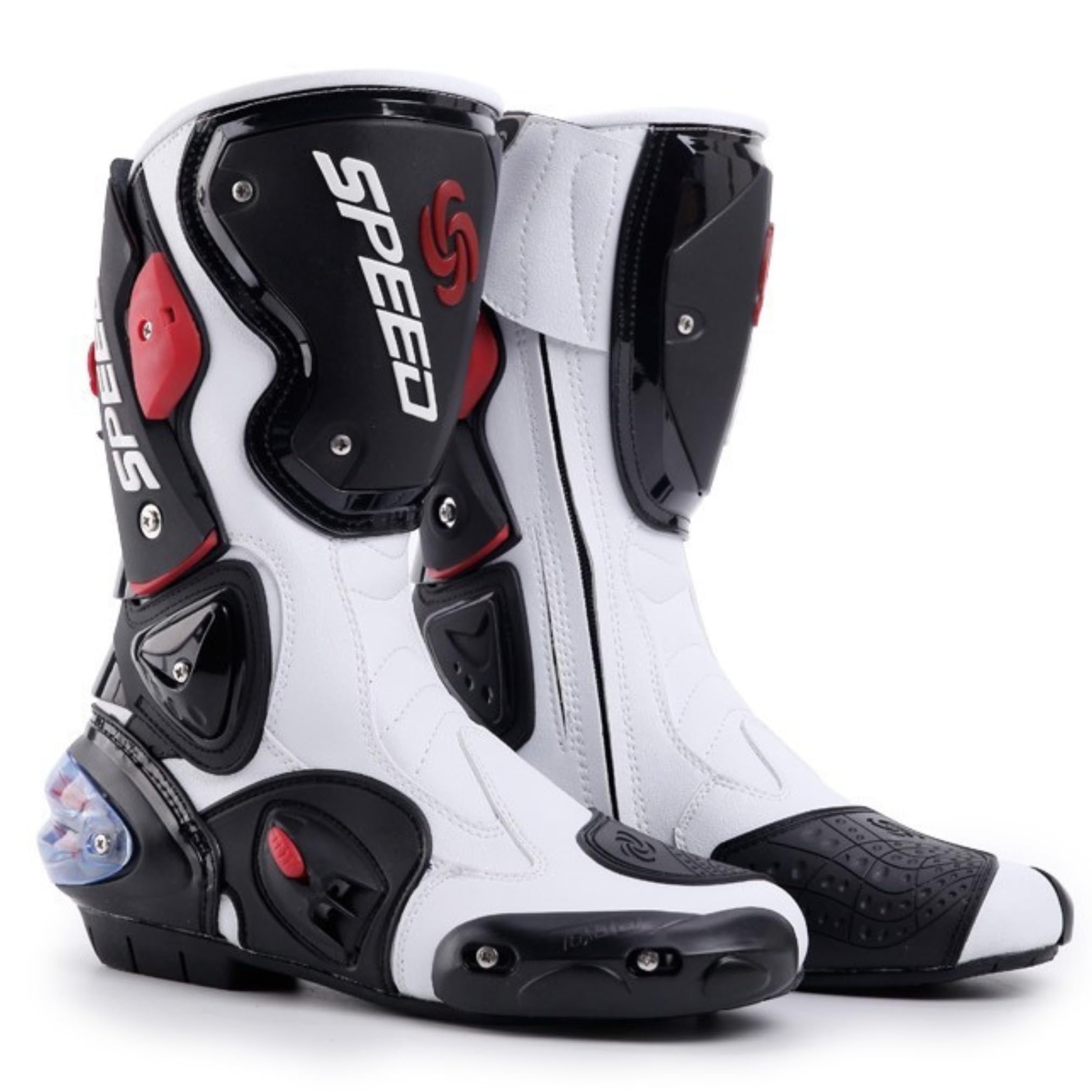 Stivali da Moto Pista Racing Motocross per Uomo e Donna – Protezioni Rinforzate, Antiscivolo, Resistenti agli Urti, Chiusura Rapida – Ideali per Pista e Strada