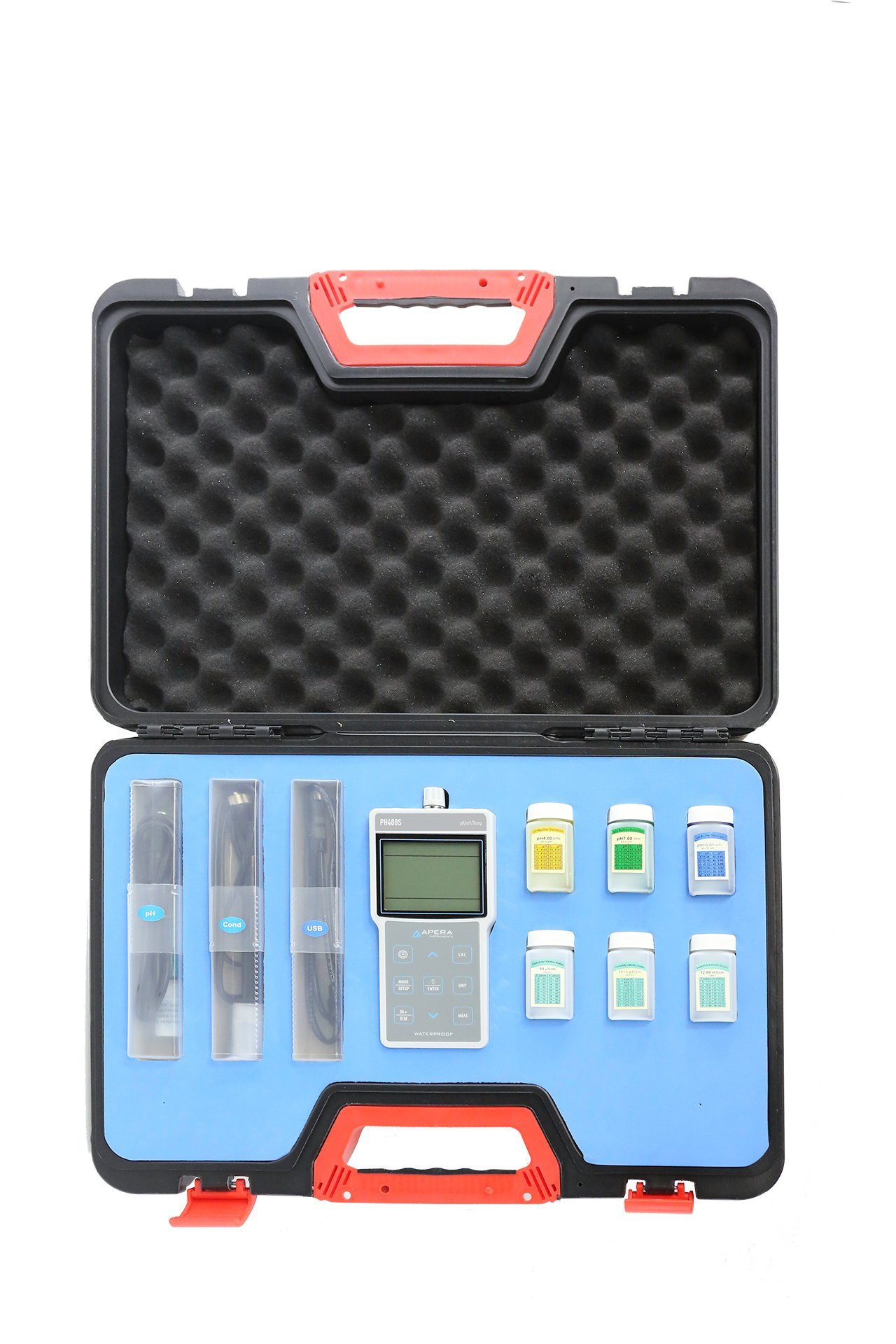 Apera Instruments AI423 PC400S - Kit de medidor de parámetros múltiples portátil (pH/EC/TDS/Salinidad/resistividad/temp.), 1.3" de altura, 3.4" de ancho, 7" de longitud