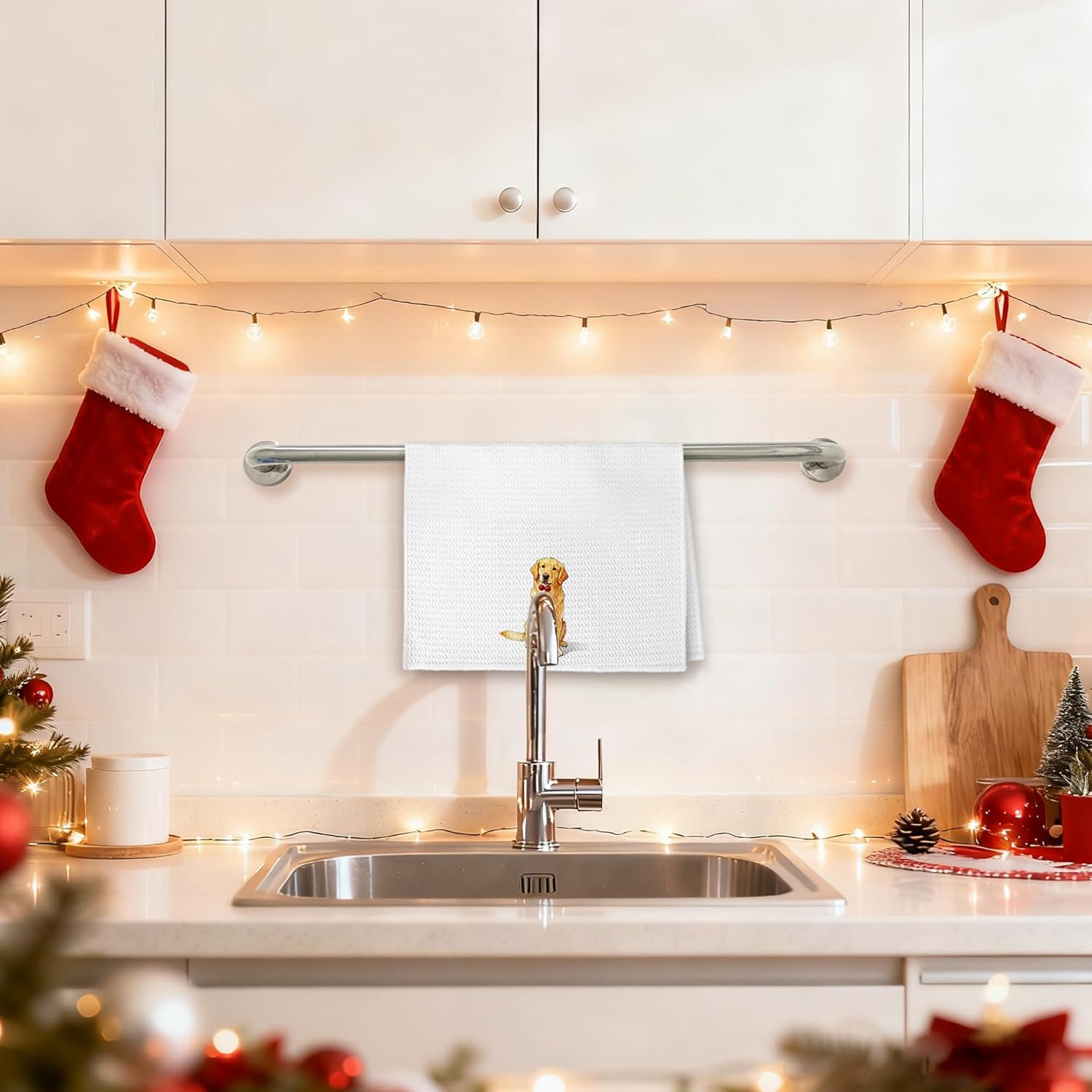 Golden Retriever Kitchen Towels 16x24 in, Golden Retriever Lover Gifts, Dog Lover Mom Gifts, Funny Cherry Dog Decorative Hand Tea Dish Towels for Kitchen Dining Room - Image 6