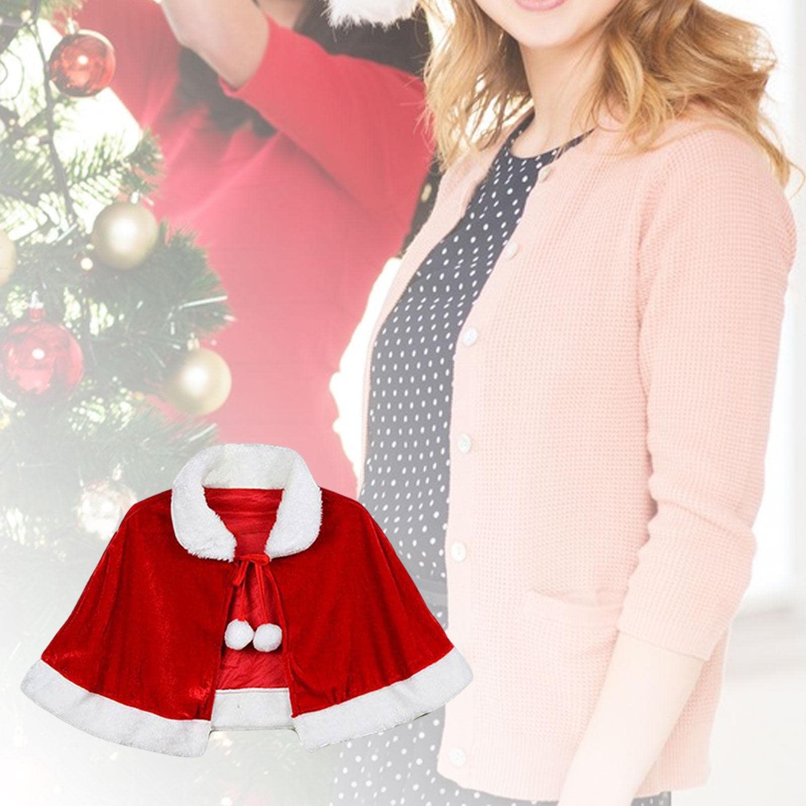 Cape De Noël Adulte En Velours Rouge Avec Capuche - Unisexe Pour Déguisement Père Noël Ou Fêtes