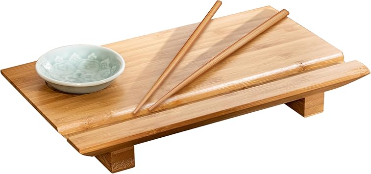 Joyce Chen 55-1106, Bamboo Sushi Board Set, 6-Inch by 10-1/2-Inch