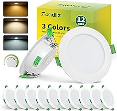 LED Spotlights Interior Dimmable Ceiling, 5 W Downlight LED Ceiling Recessed Warm Light, Neutral Light Cold Light, Cut 68 mm-78 mm, Diameter 88 mm, IP44 LED Portholes for Bathroom Ceiling, 12 Pack