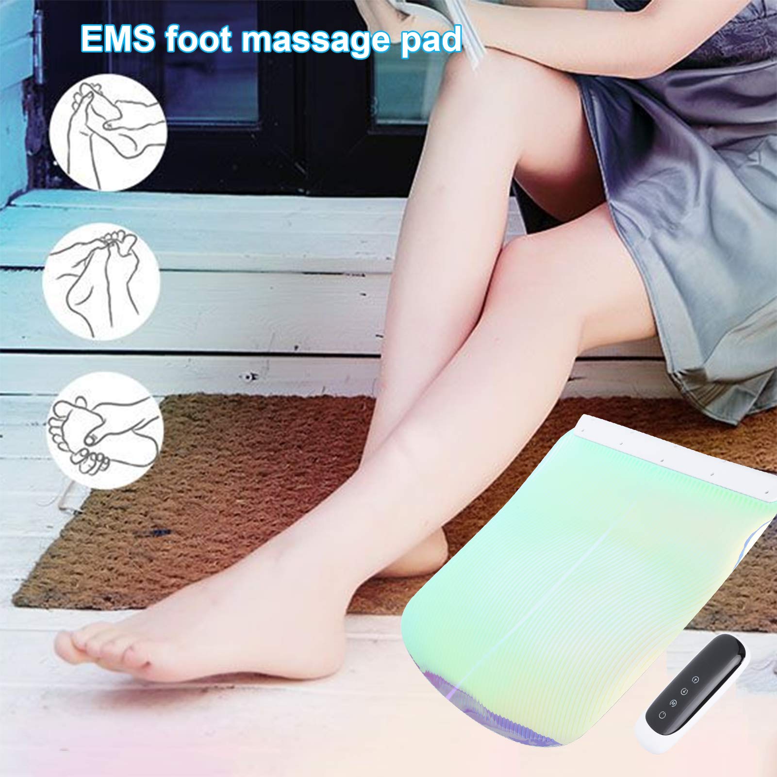 Massaggiatore per piedi colorato, tappetino elettrico per massaggio ai piedi intelligente regolabile per fisioterapia - 6 modalità, 19 livelli di forza