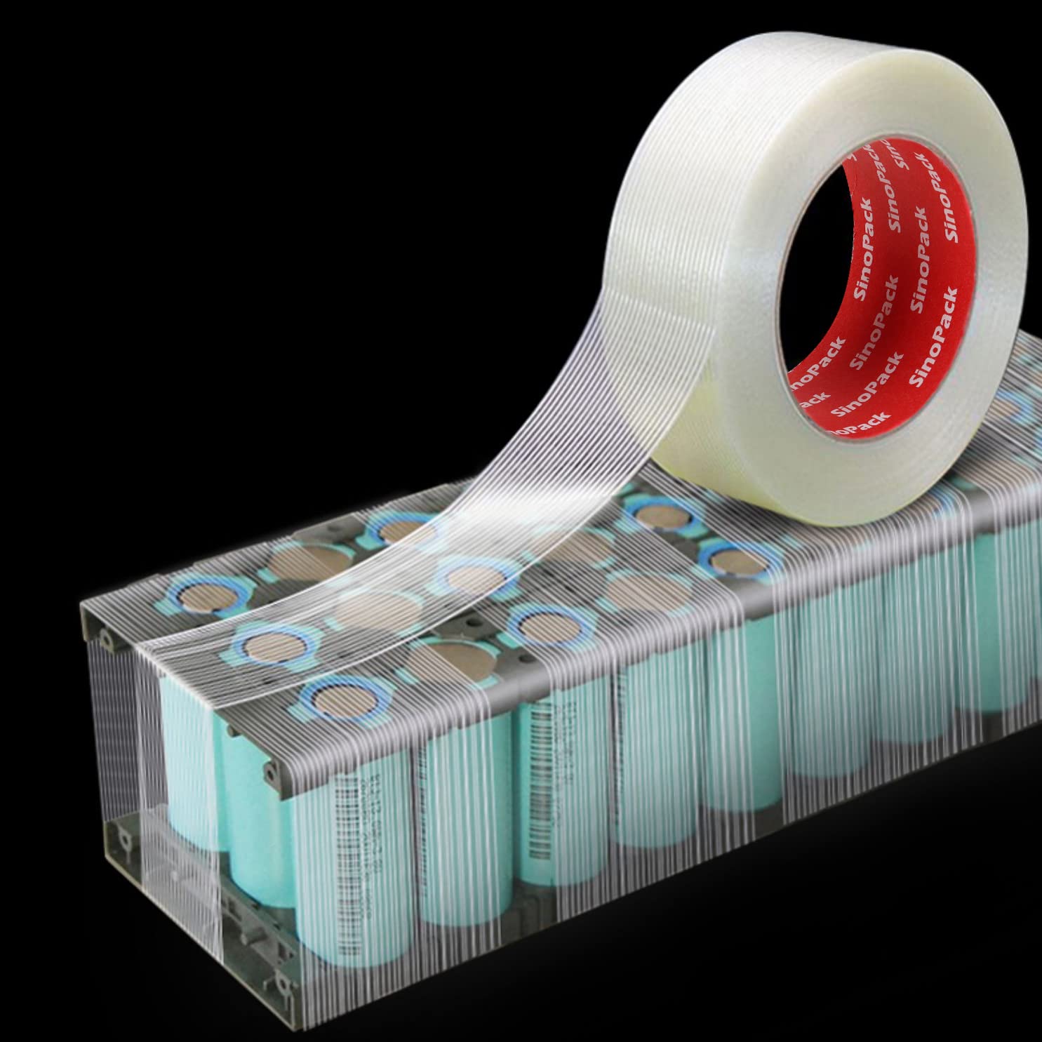 Cinta de embalaje reforzada, paquete de 12 cintas de 5.5 mil x 2 pulgadas x 50 yardas, cinta de nailon resistente de 2 pulgadas, cinta de embalaje reforzada de fibra de vidrio